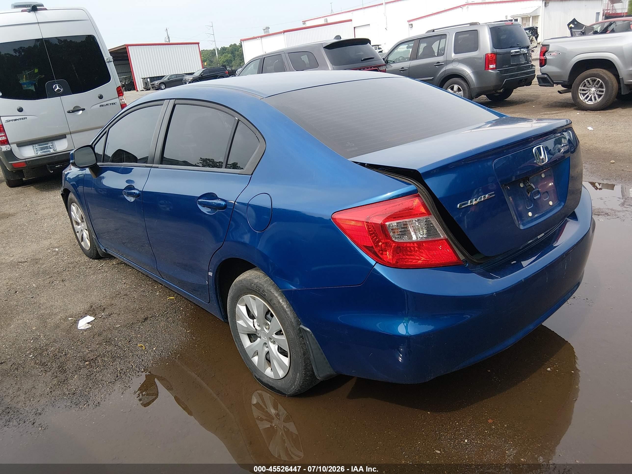 2012 Honda Civic Lx Blue vin: 2HGFB2F50CH511132