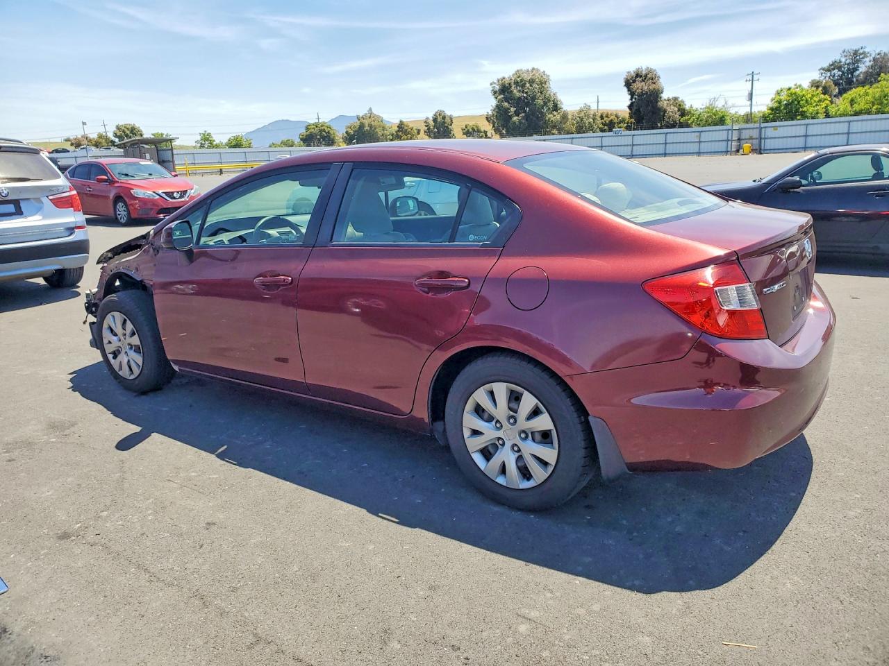 2012 Honda Civic Lx Burgundy vin: 2HGFB2F50CH512619