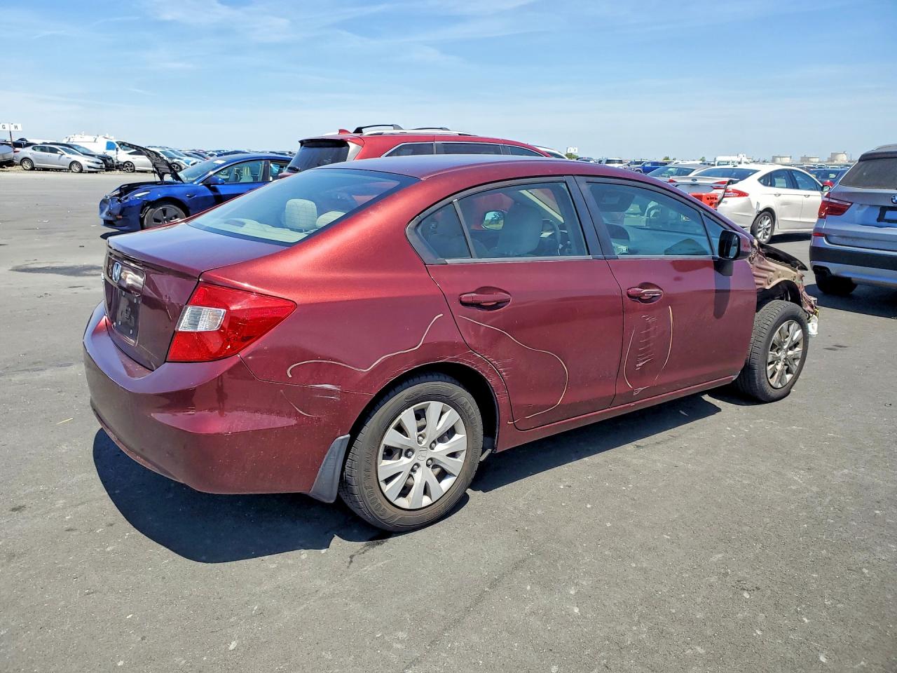 2012 Honda Civic Lx Burgundy vin: 2HGFB2F50CH512619