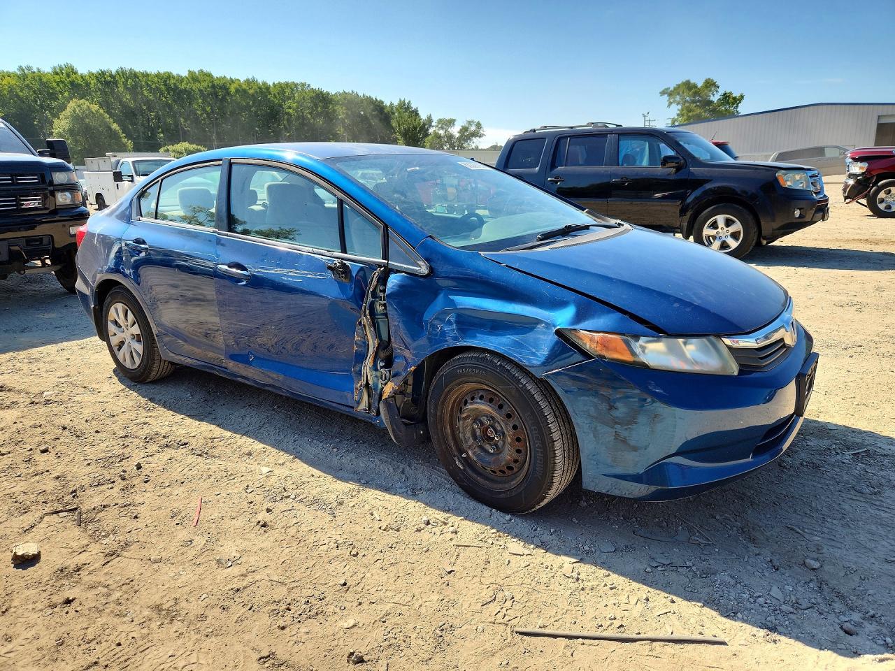 2012 Honda Civic Lx Blue vin: 2HGFB2F50CH537116