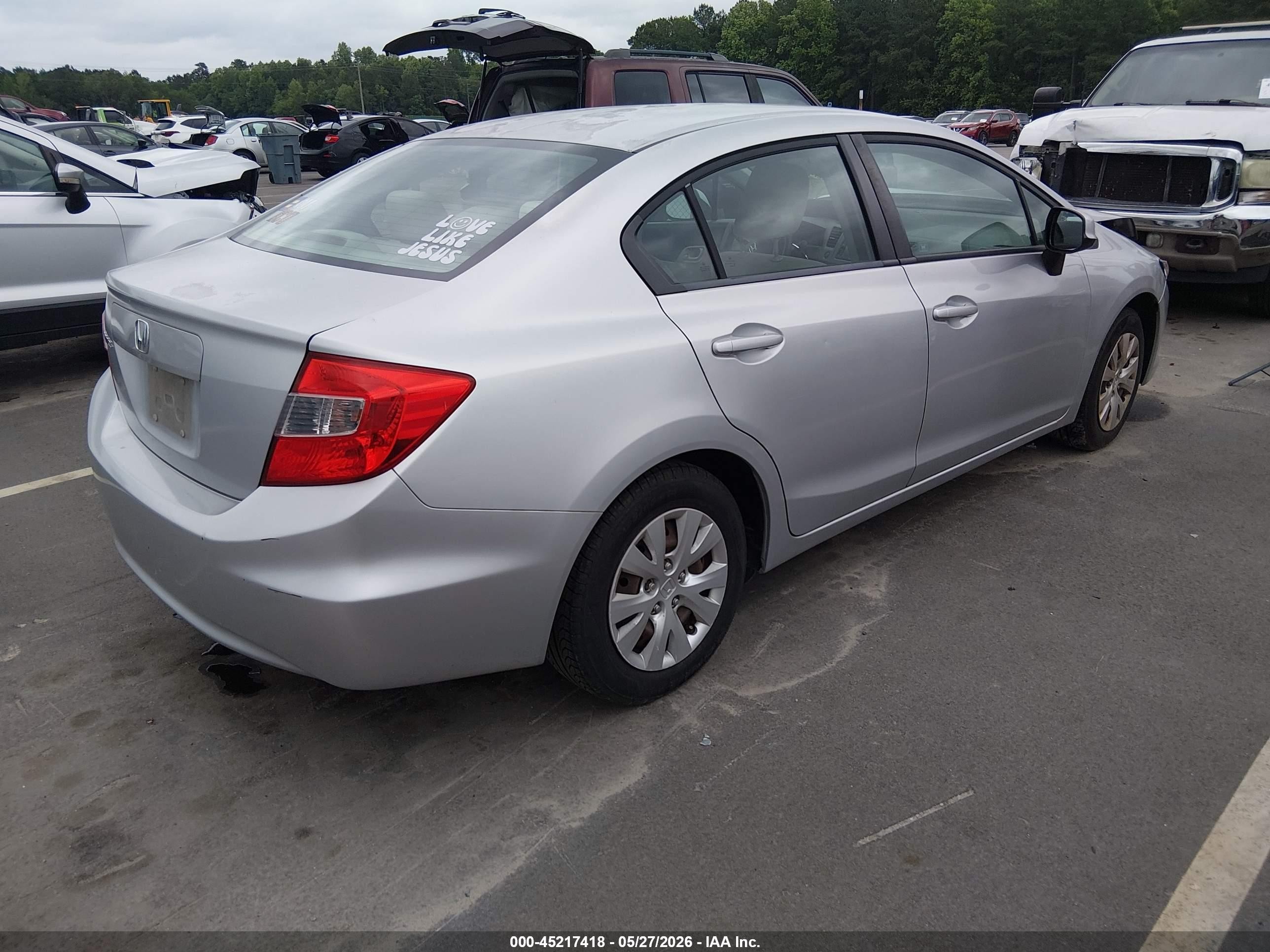 2012 Honda Civic Lx Silver vin: 2HGFB2F50CH560881
