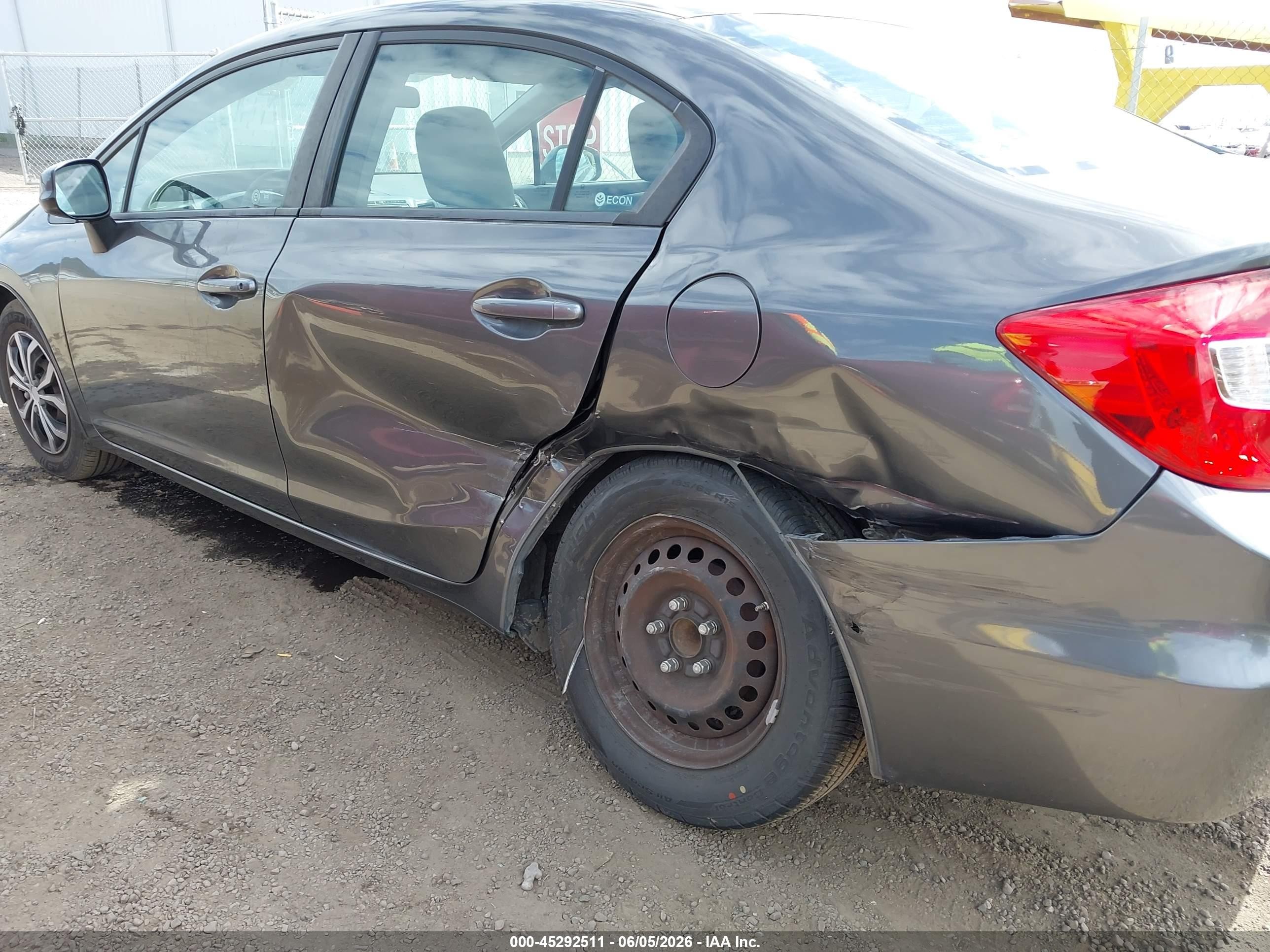 2012 Honda Civic Lx Gray vin: 2HGFB2F50CH571962