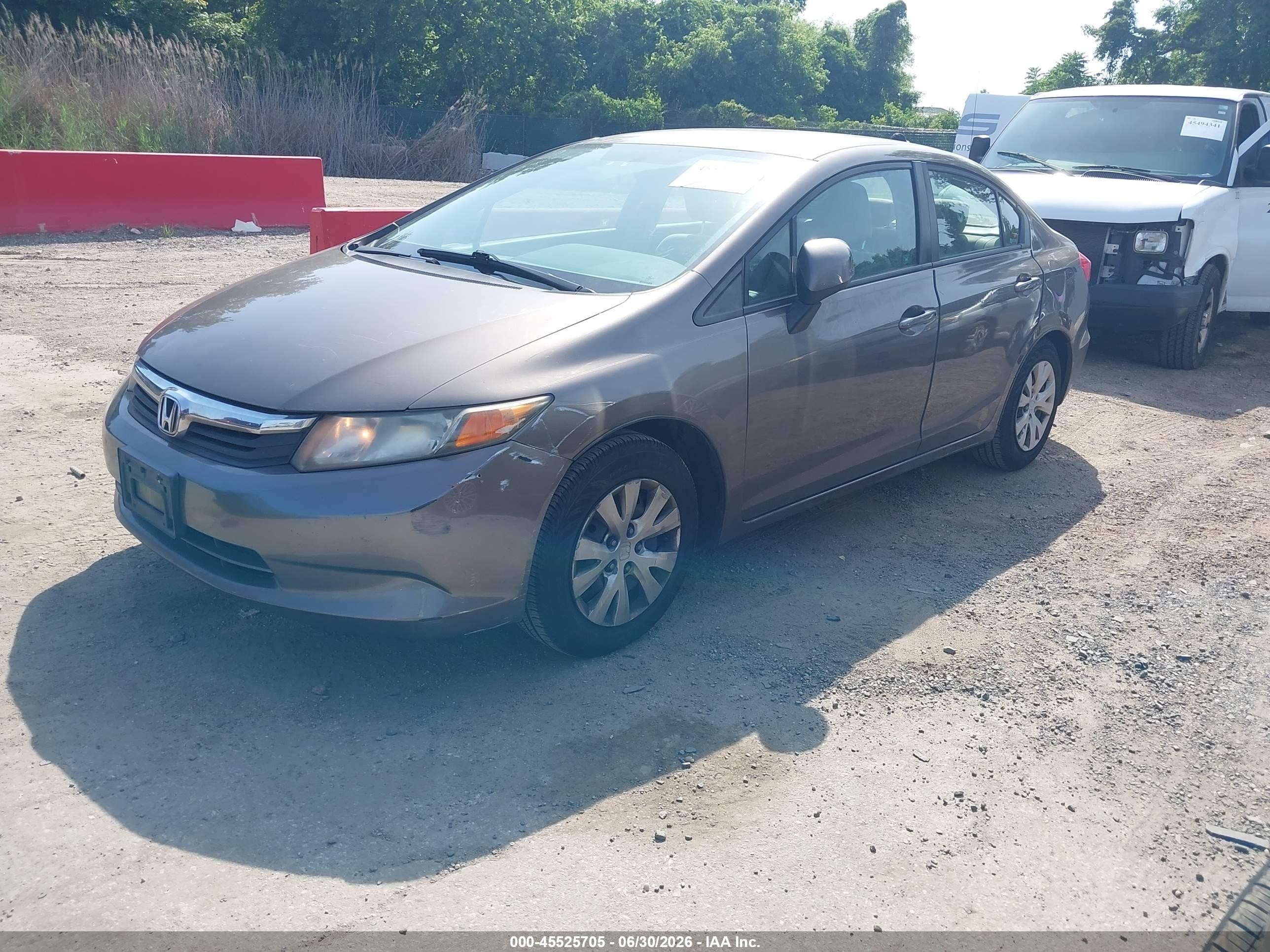 2012 Honda Civic Lx Gray vin: 2HGFB2F50CH597087
