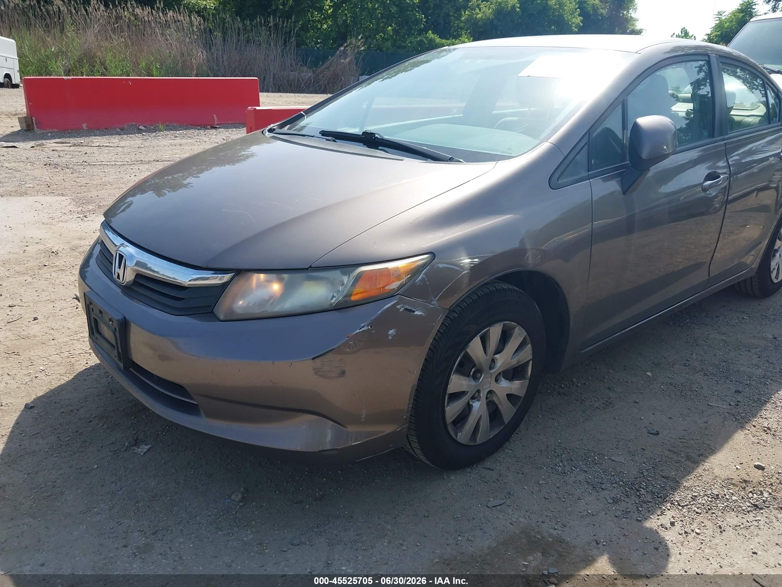 2012 Honda Civic Lx Gray vin: 2HGFB2F50CH597087