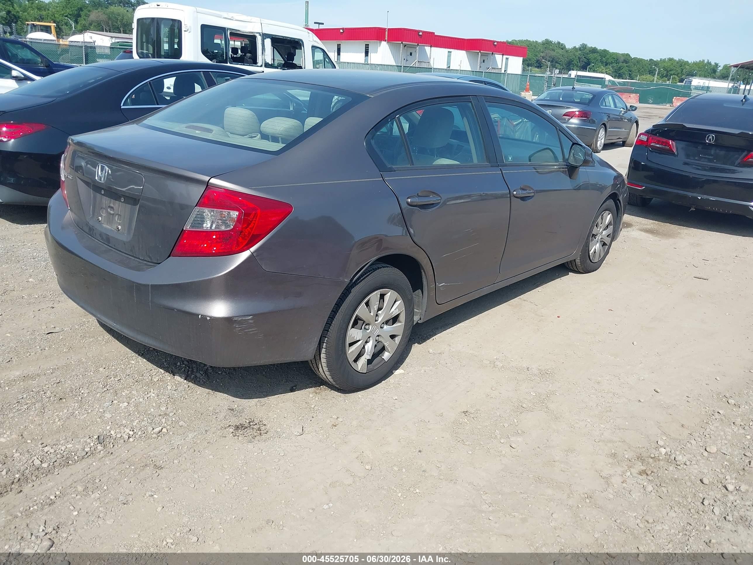 2012 Honda Civic Lx Gray vin: 2HGFB2F50CH597087