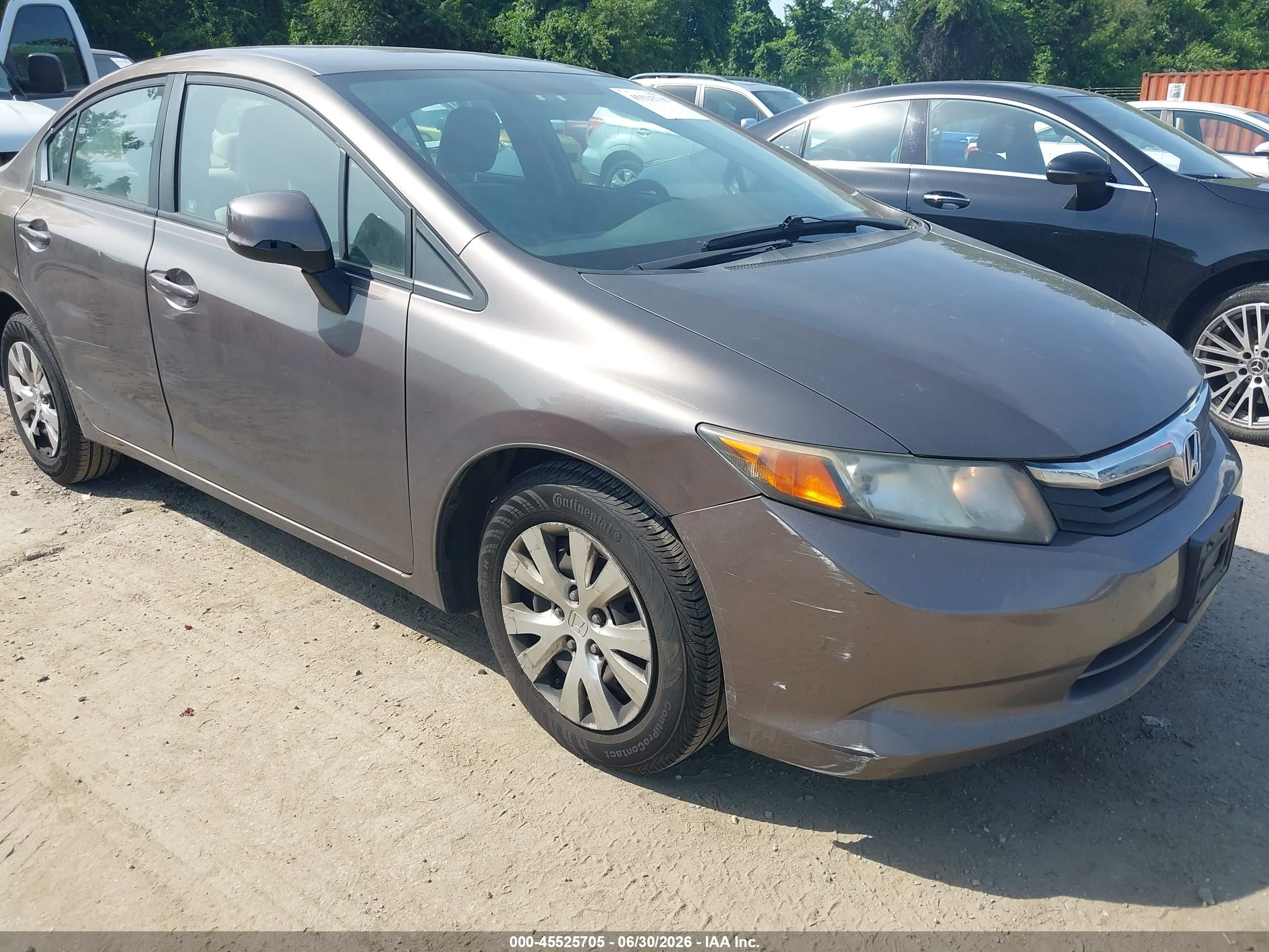 2012 Honda Civic Lx Gray vin: 2HGFB2F50CH597087