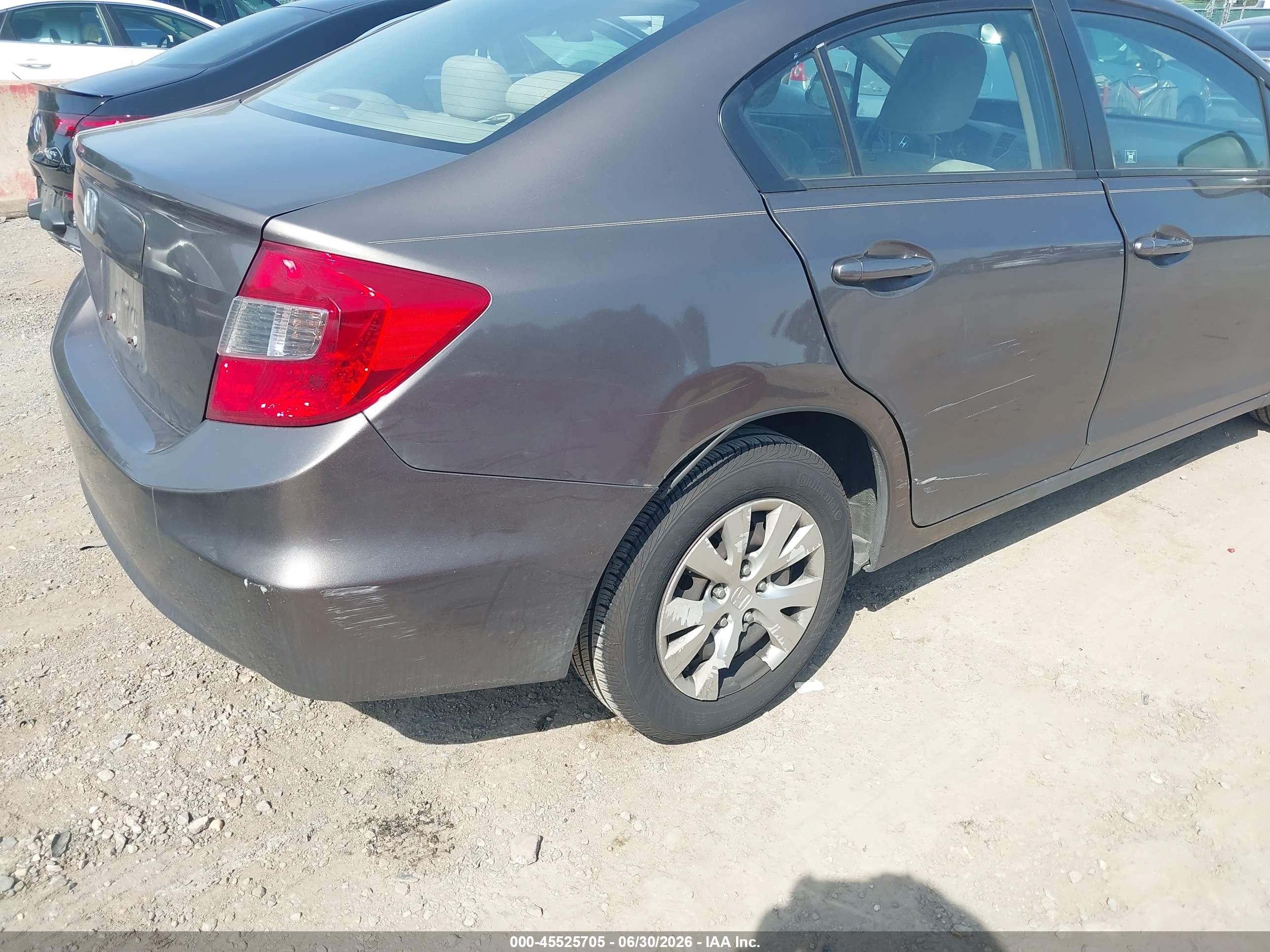 2012 Honda Civic Lx Gray vin: 2HGFB2F50CH597087