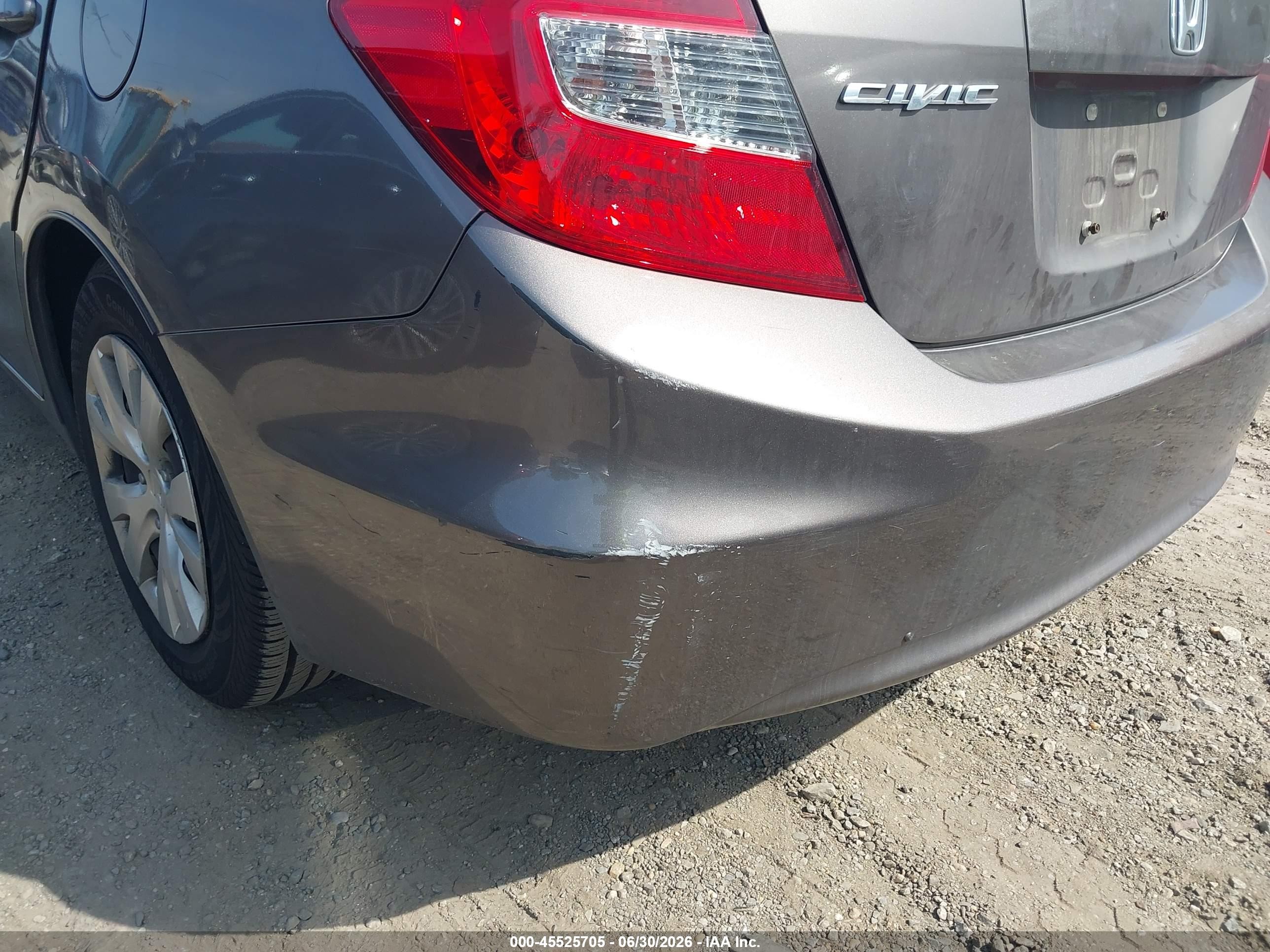 2012 Honda Civic Lx Gray vin: 2HGFB2F50CH597087