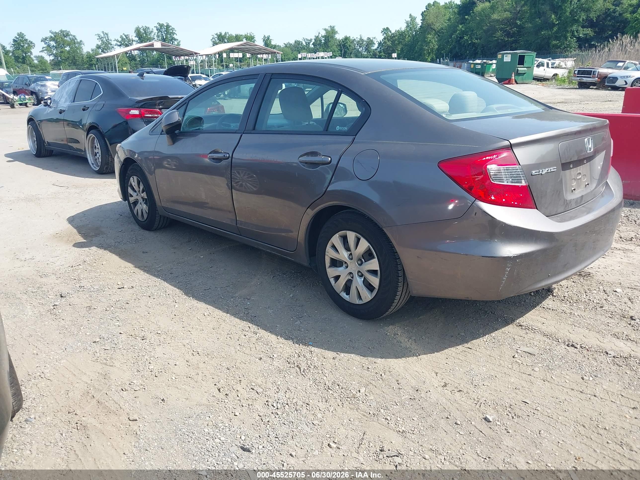 2012 Honda Civic Lx Gray vin: 2HGFB2F50CH597087