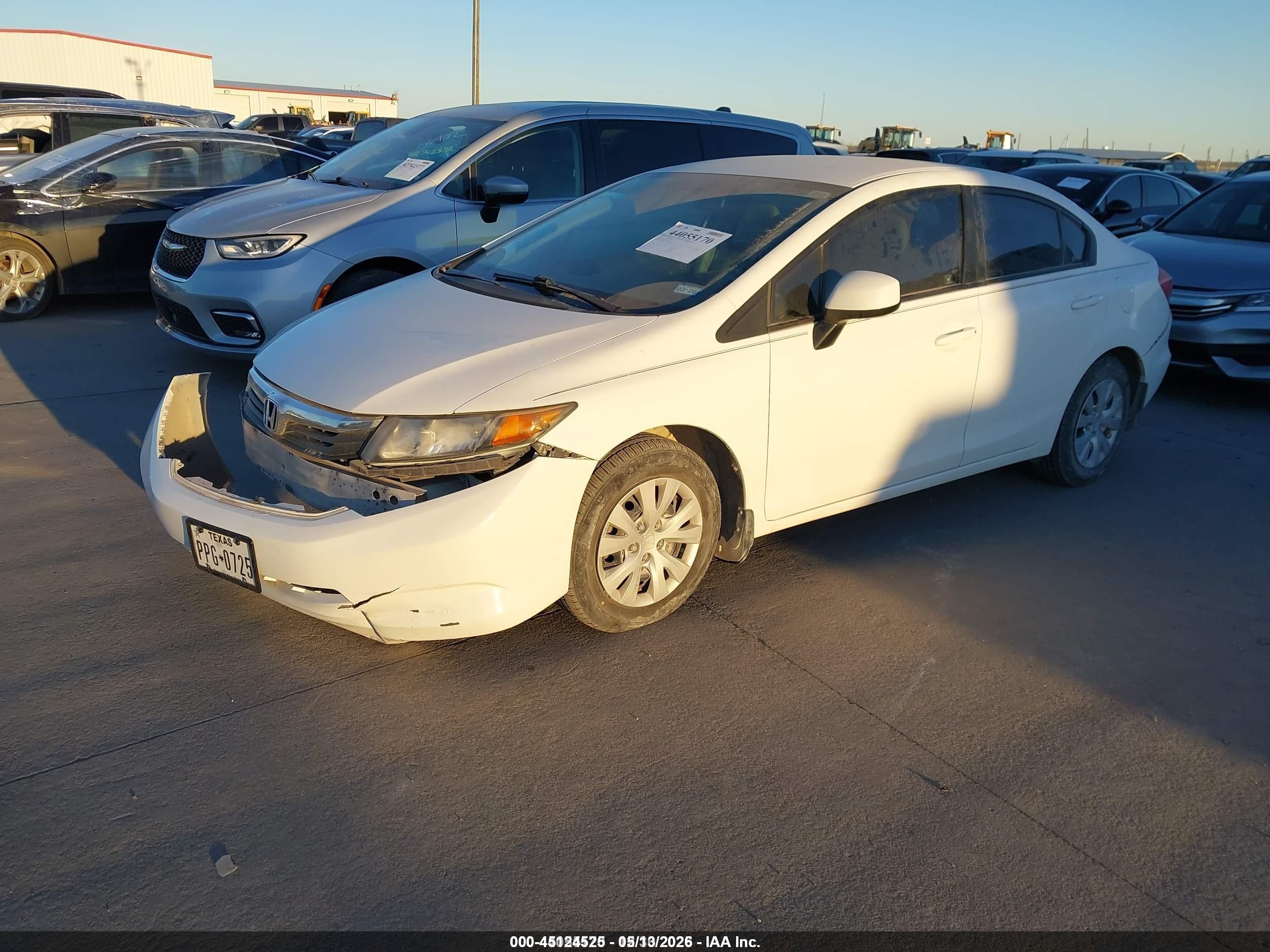 2012 Honda Civic Lx White vin: 2HGFB2F50CH598577