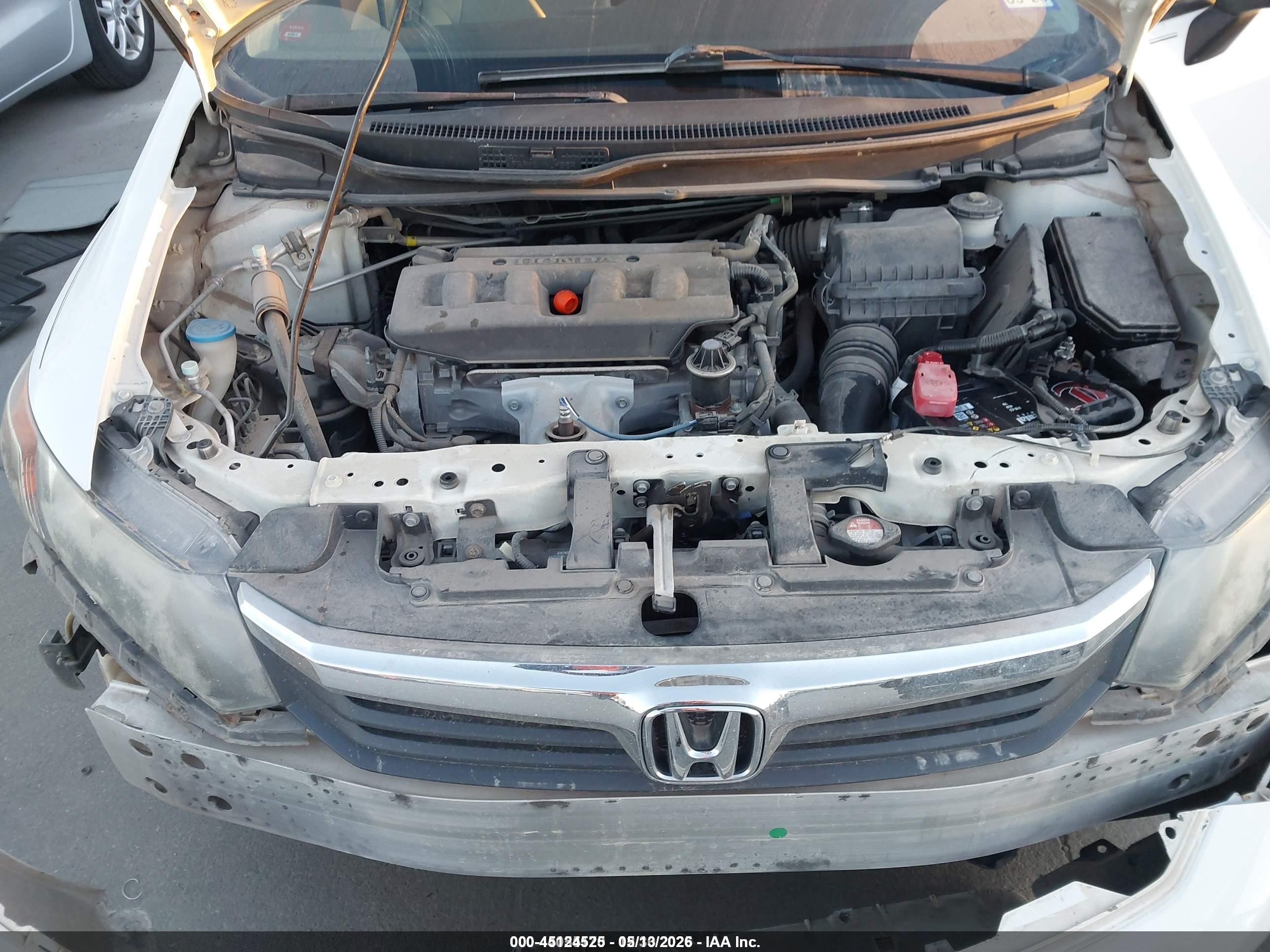 2012 Honda Civic Lx White vin: 2HGFB2F50CH598577