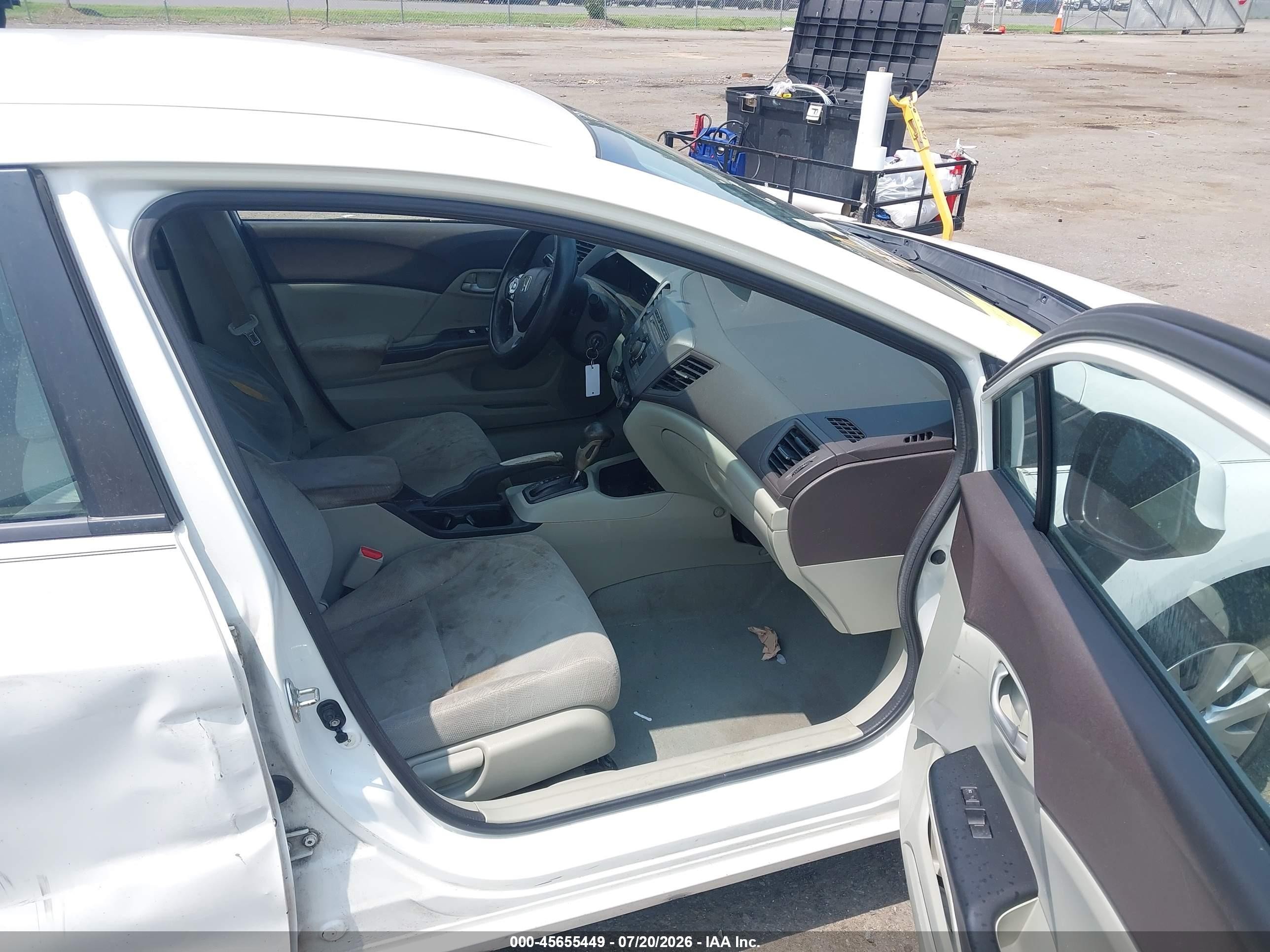 2012 Honda Civic Lx White vin: 2HGFB2F50CH599857