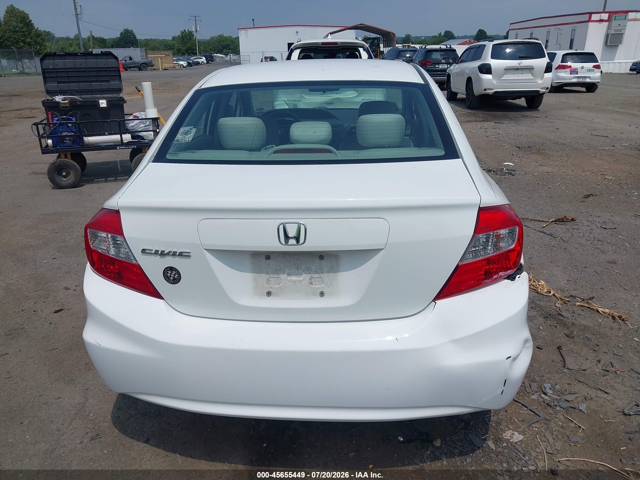2012 Honda Civic Lx White vin: 2HGFB2F50CH599857