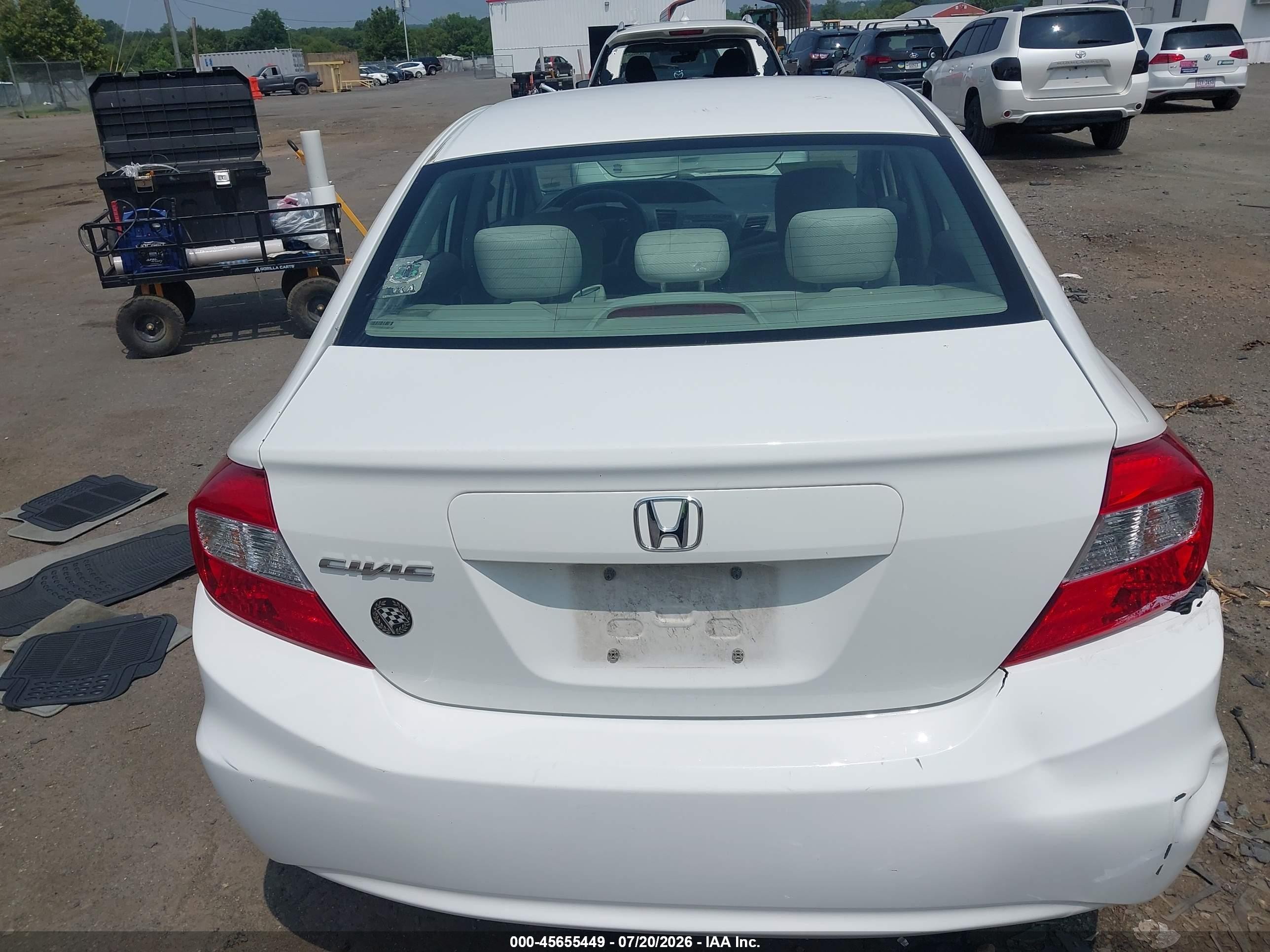 2012 Honda Civic Lx White vin: 2HGFB2F50CH599857