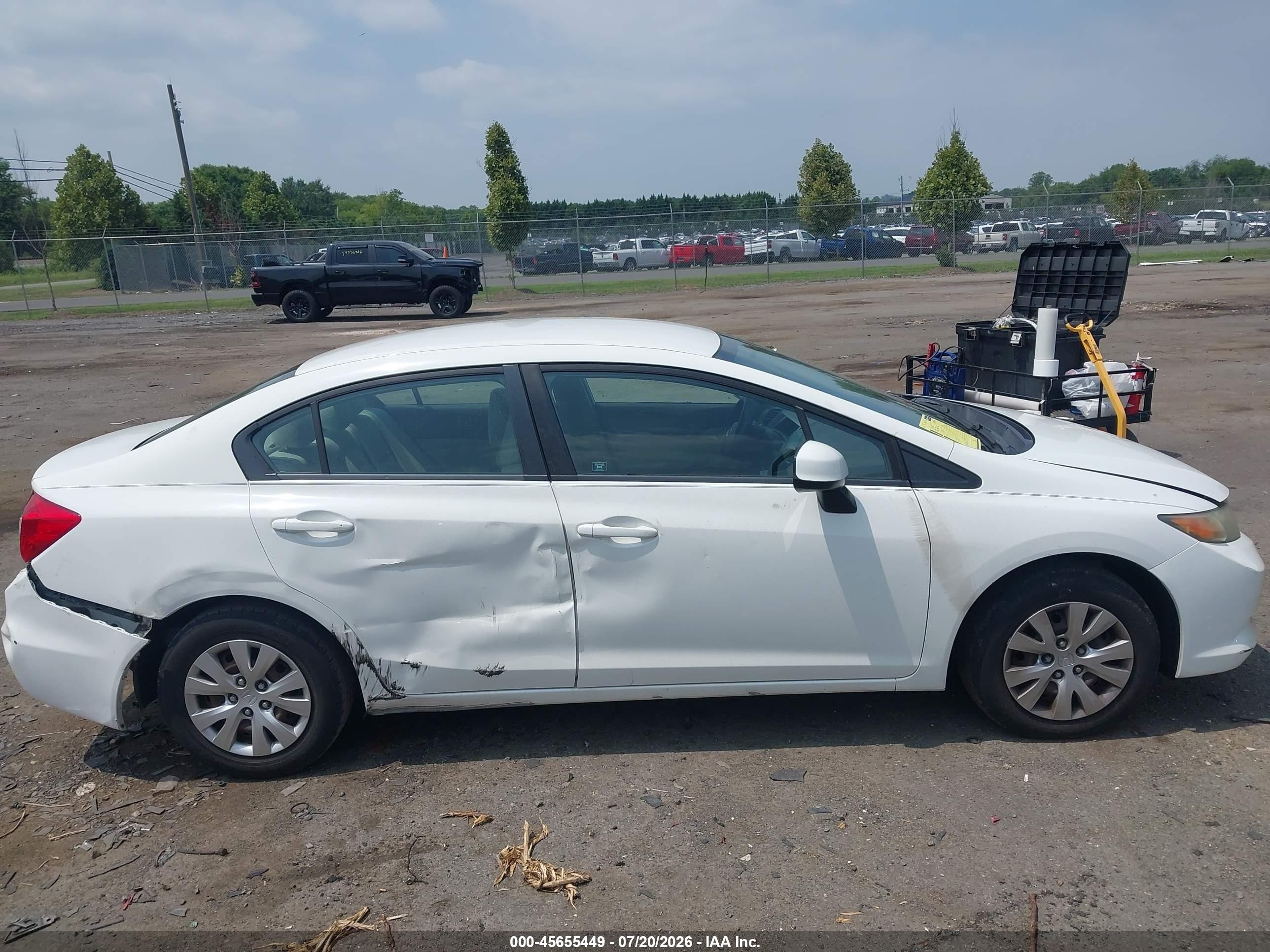 2012 Honda Civic Lx White vin: 2HGFB2F50CH599857