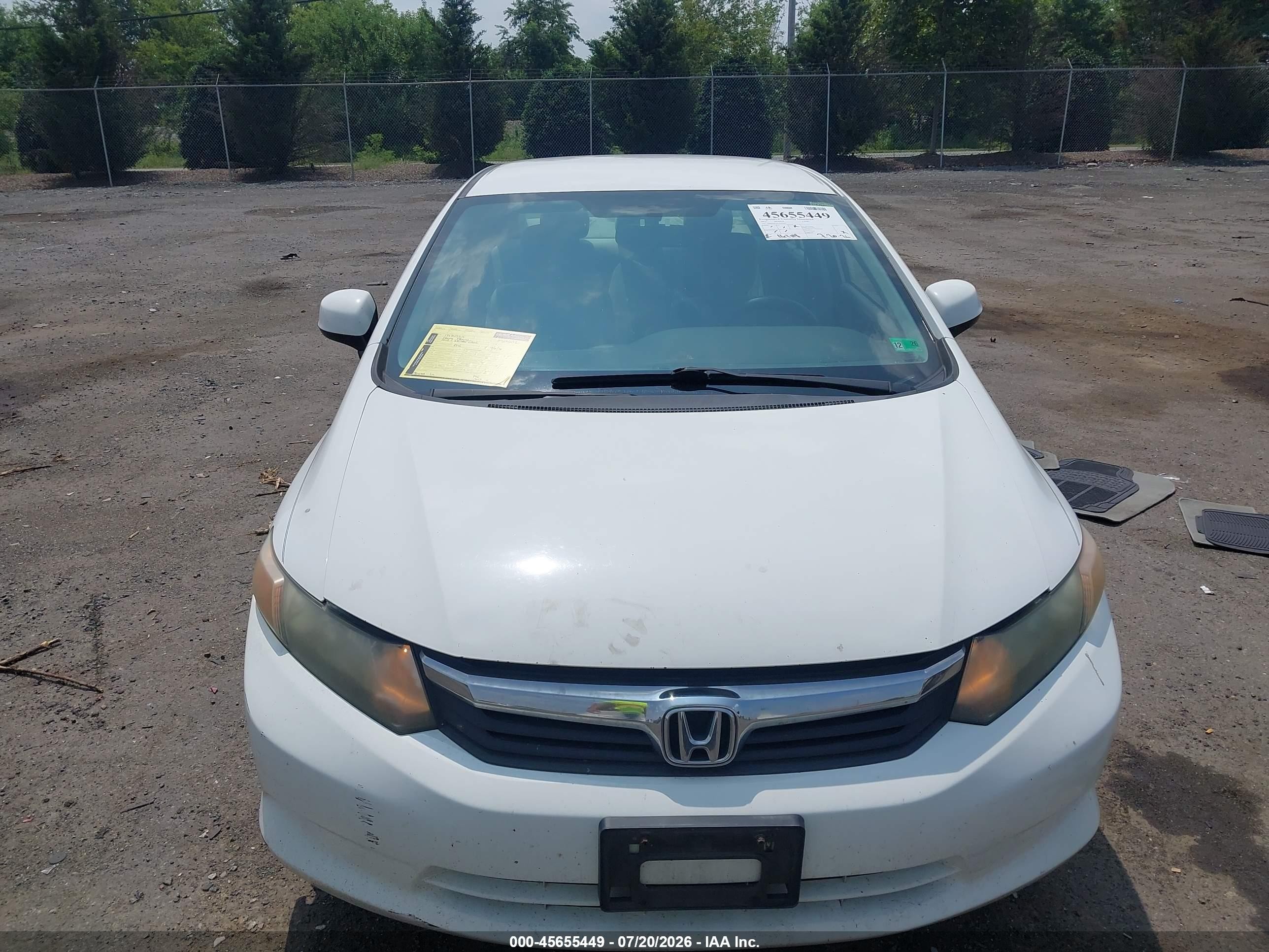 2012 Honda Civic Lx White vin: 2HGFB2F50CH599857