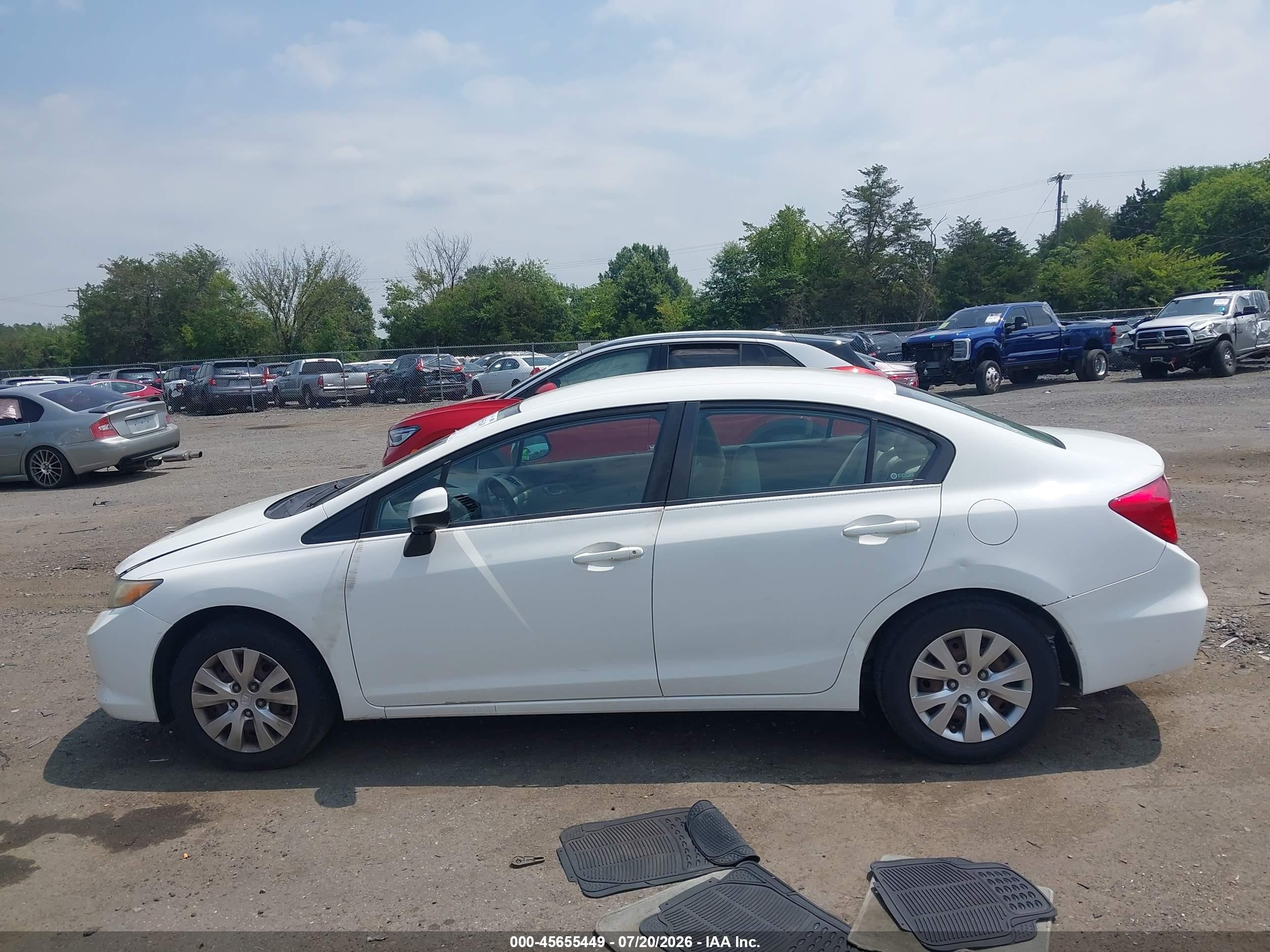 2012 Honda Civic Lx White vin: 2HGFB2F50CH599857