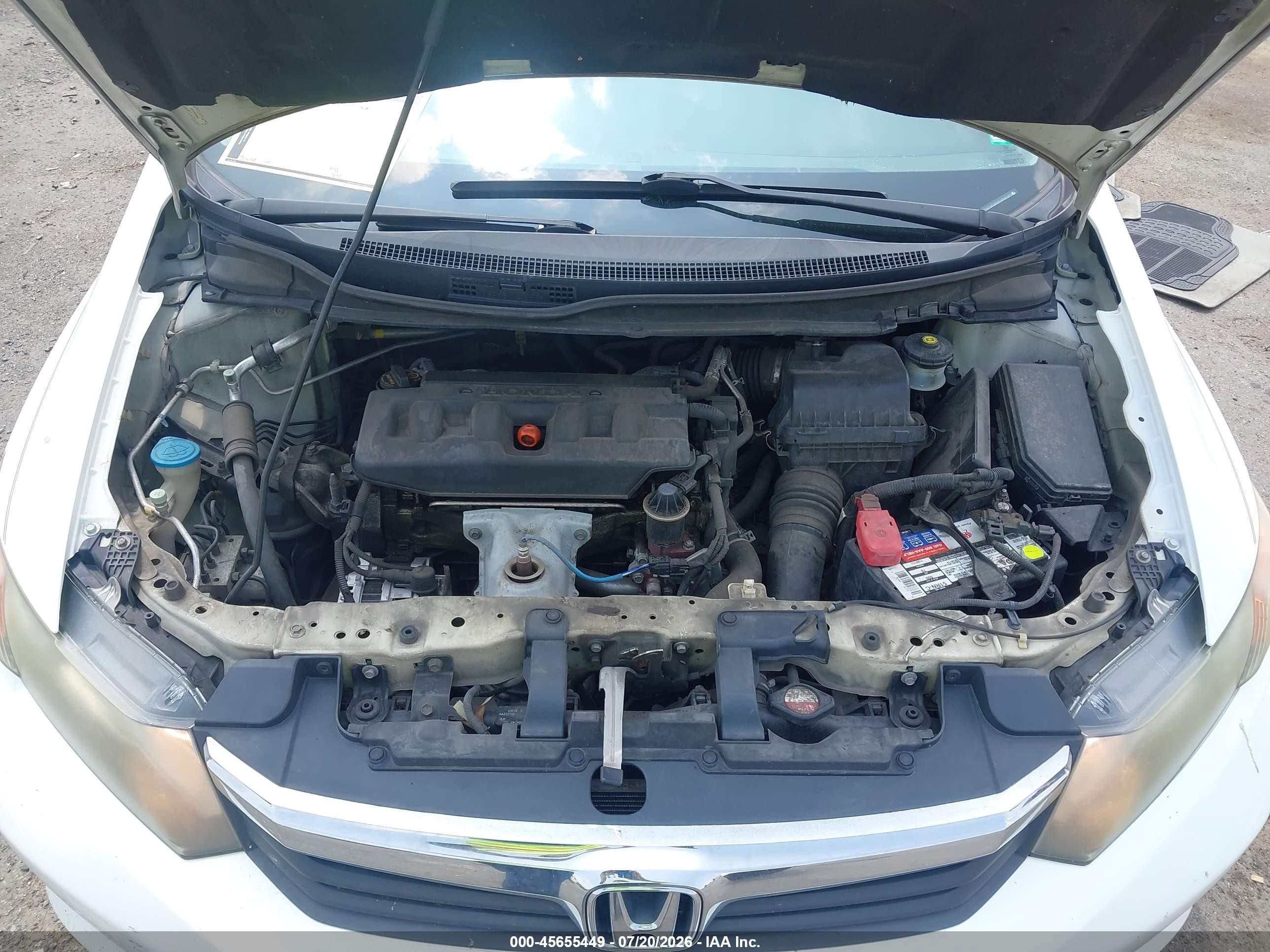 2012 Honda Civic Lx White vin: 2HGFB2F50CH599857