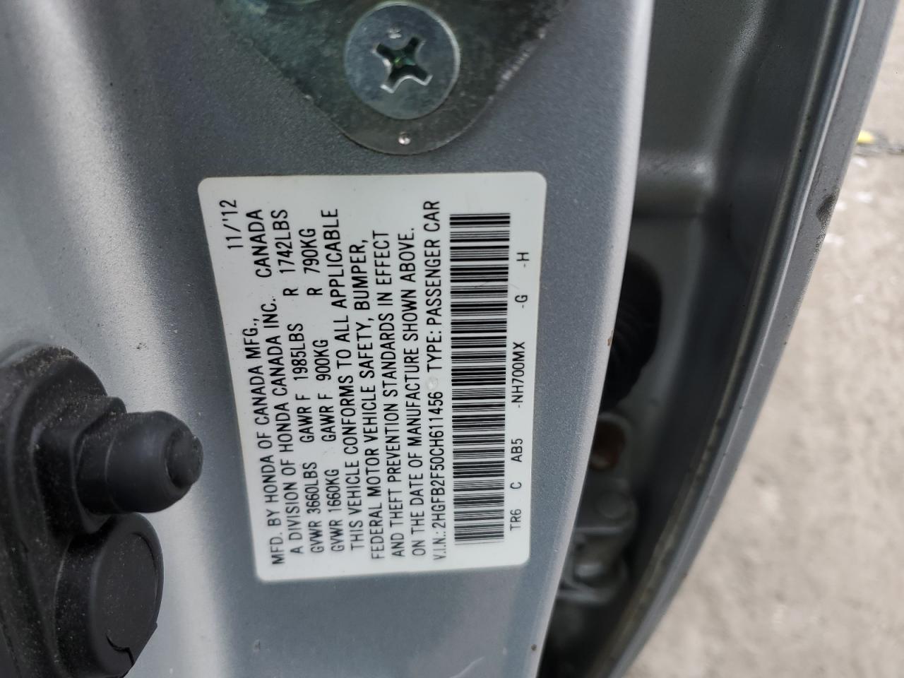 2012 Honda Civic Lx Серебряный vin: 2HGFB2F50CH611456