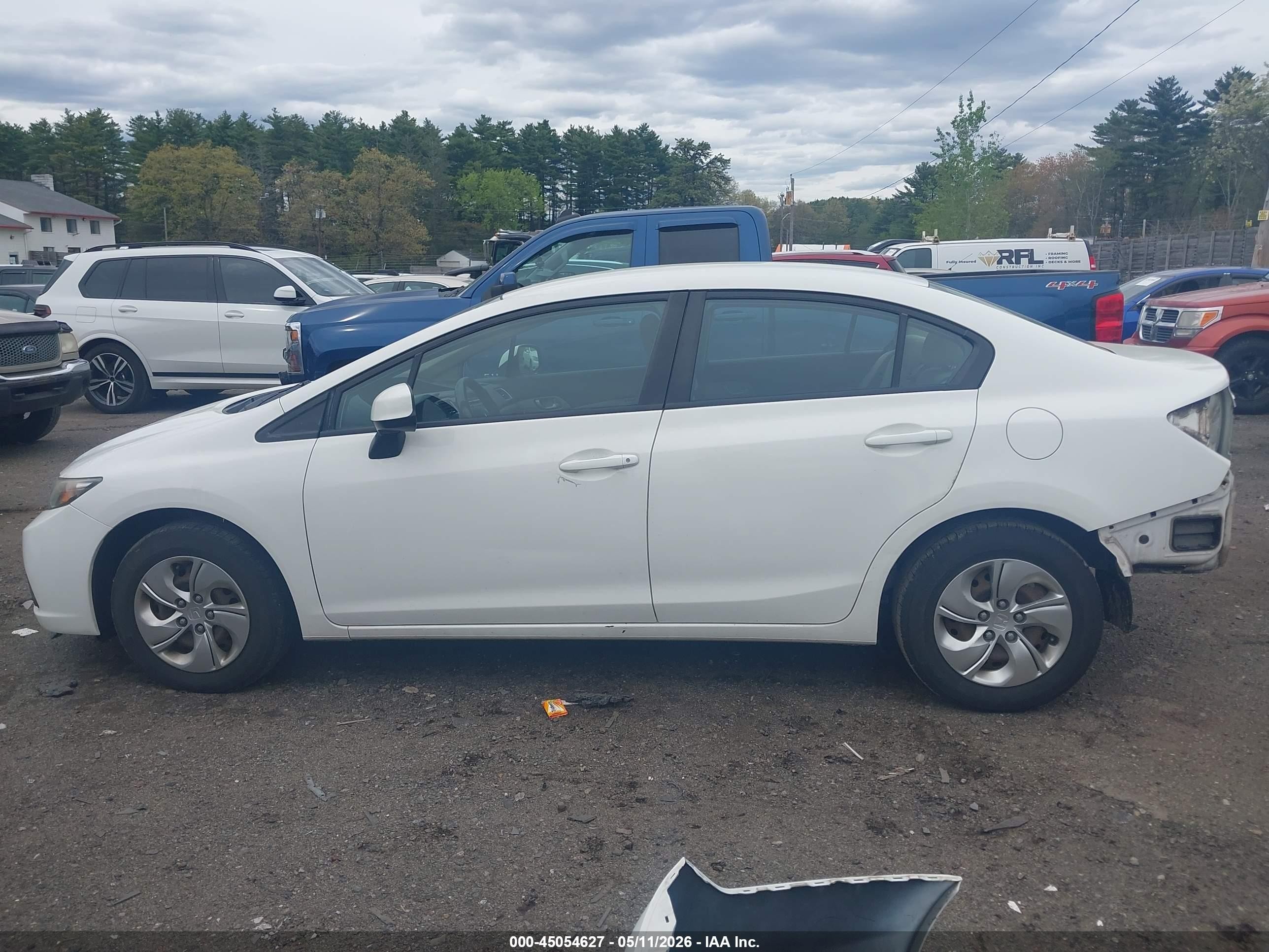2013 Honda Civic Lx White vin: 2HGFB2F50DH501069