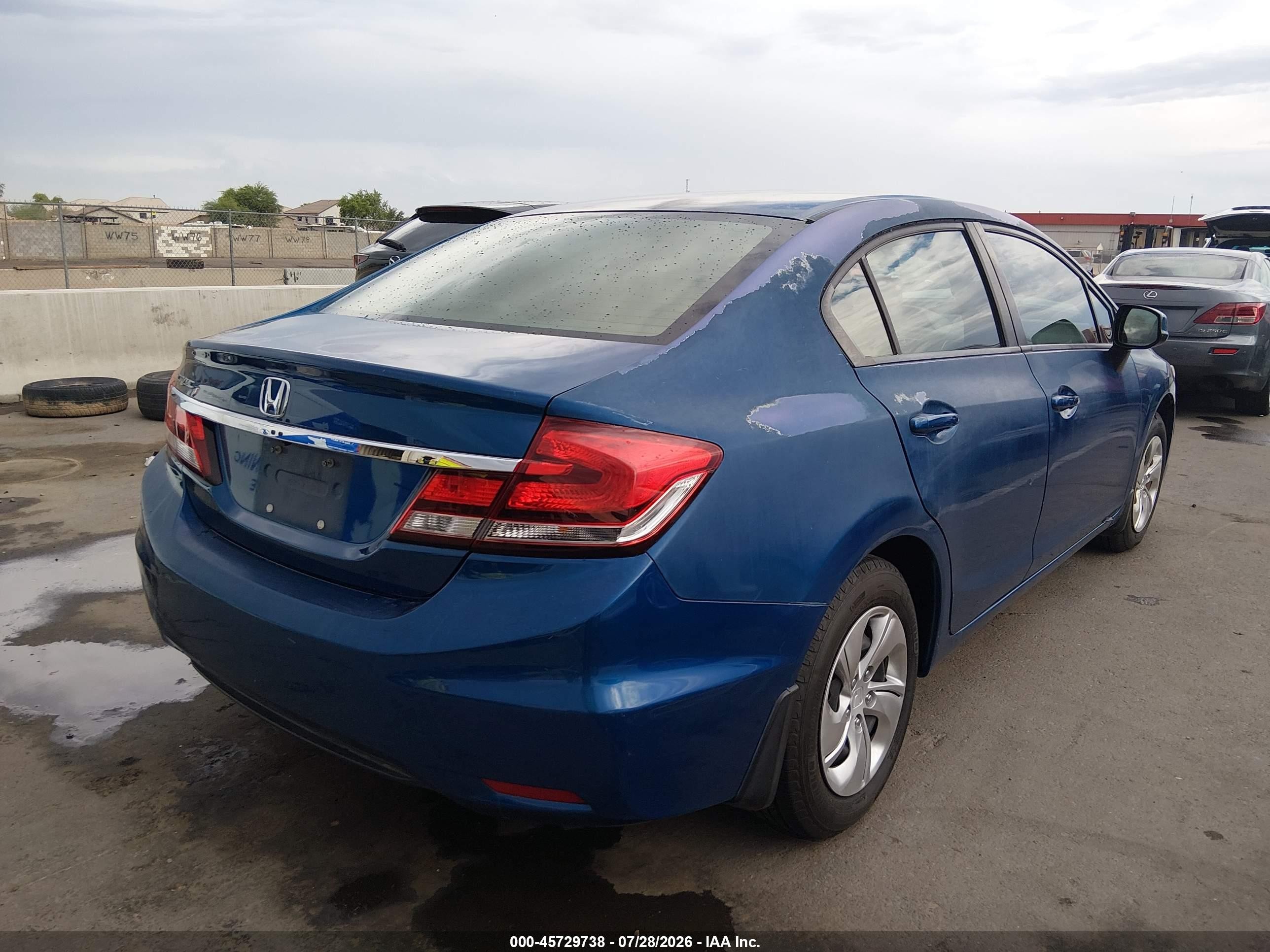 2013 Honda Civic Lx Blue vin: 2HGFB2F50DH512850