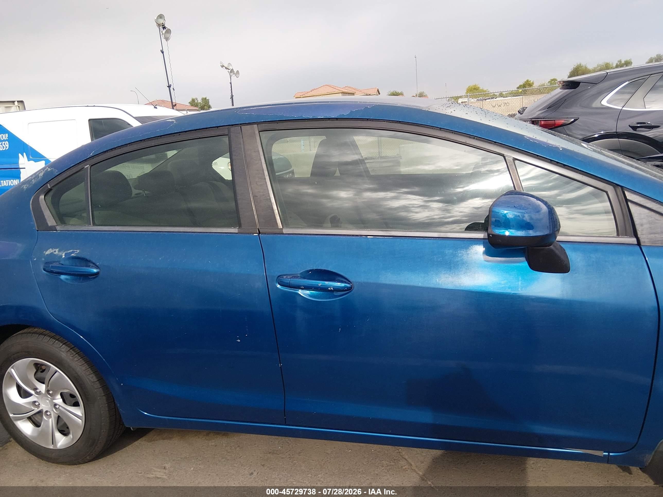 2013 Honda Civic Lx Blue vin: 2HGFB2F50DH512850