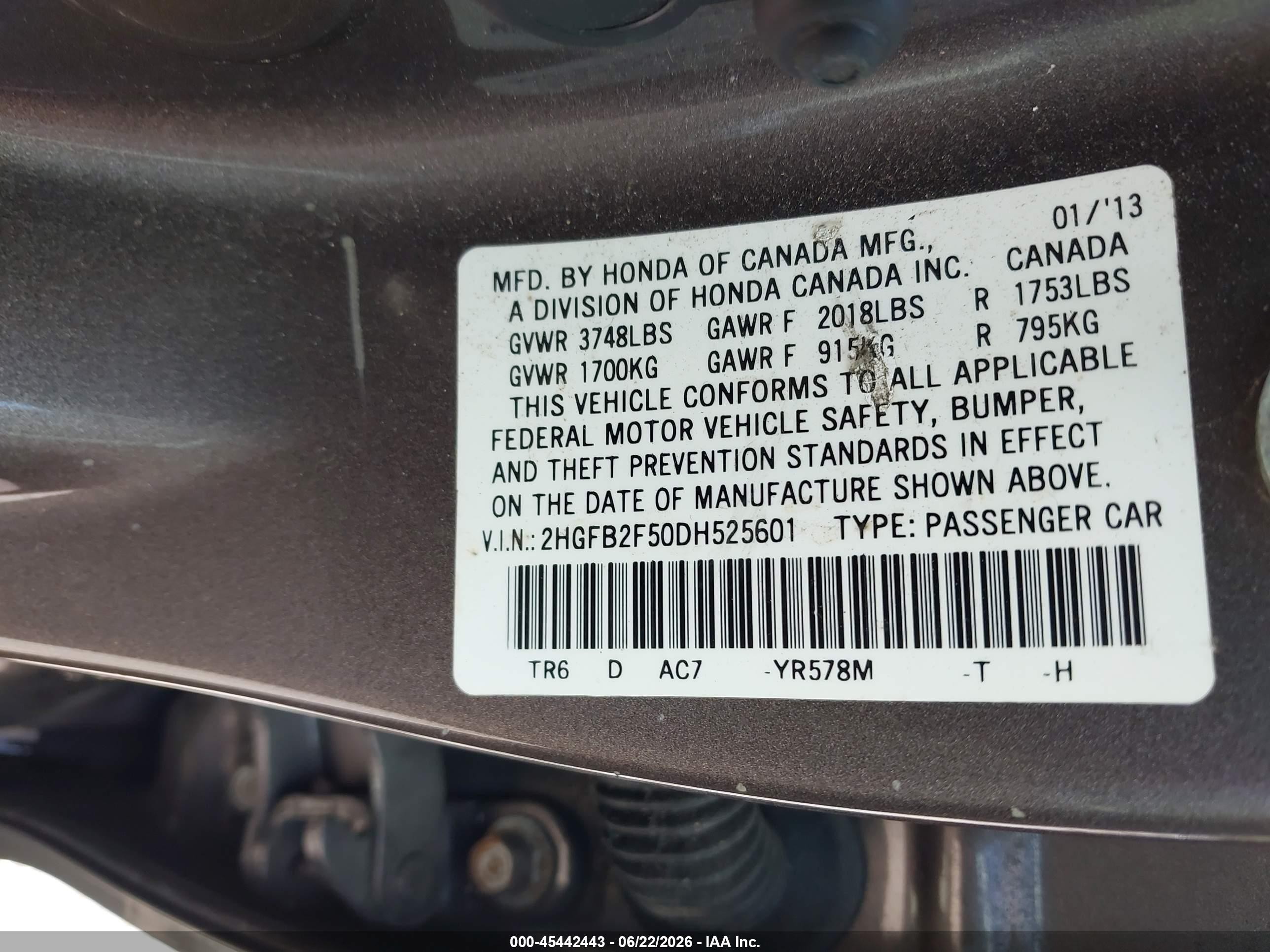 2013 Honda Civic Lx Brown vin: 2HGFB2F50DH525601
