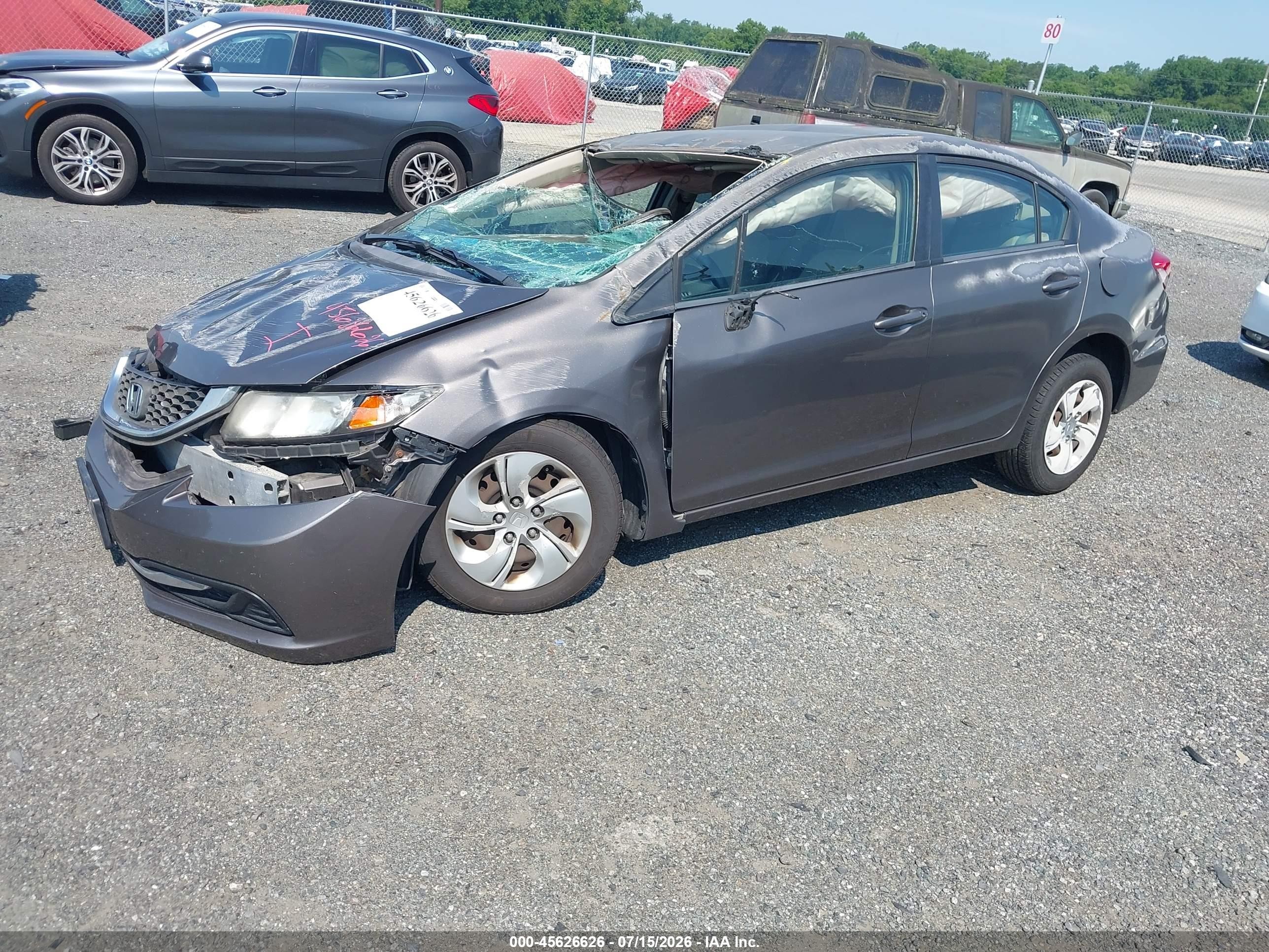2013 Honda Civic Lx Gray vin: 2HGFB2F50DH543029