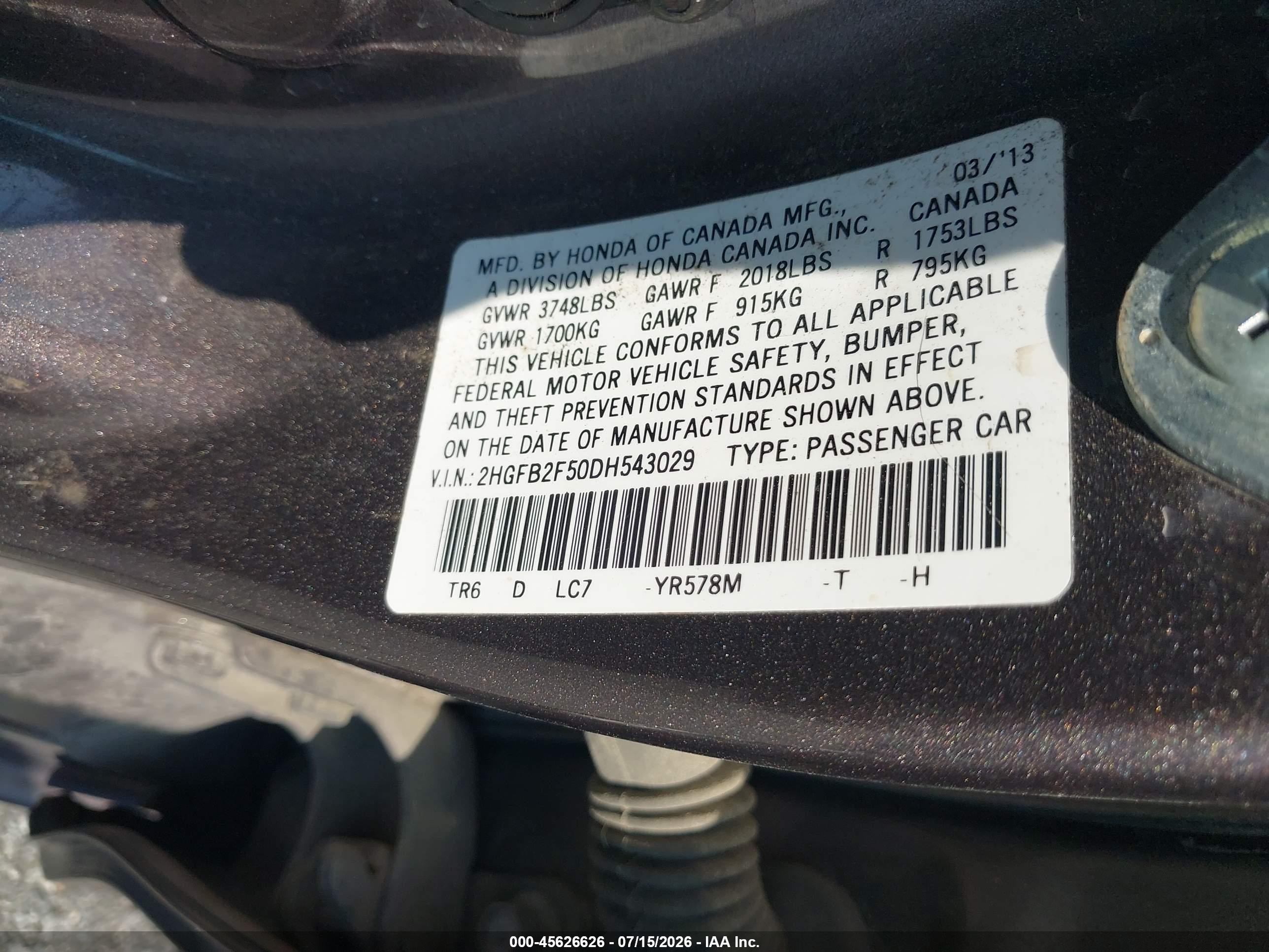 2013 Honda Civic Lx Gray vin: 2HGFB2F50DH543029