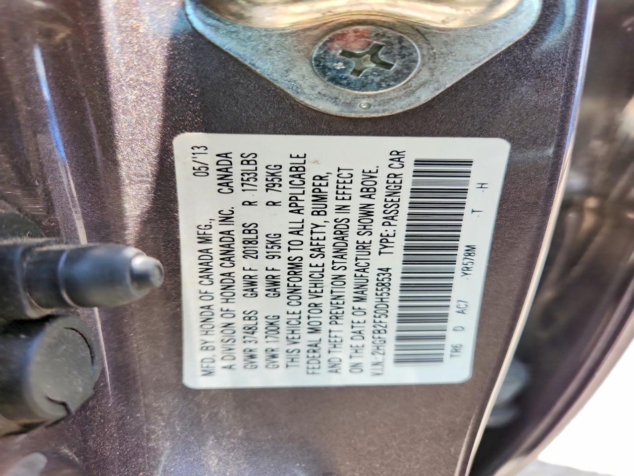 2013 Honda Civic Lx Brown vin: 2HGFB2F50DH558534