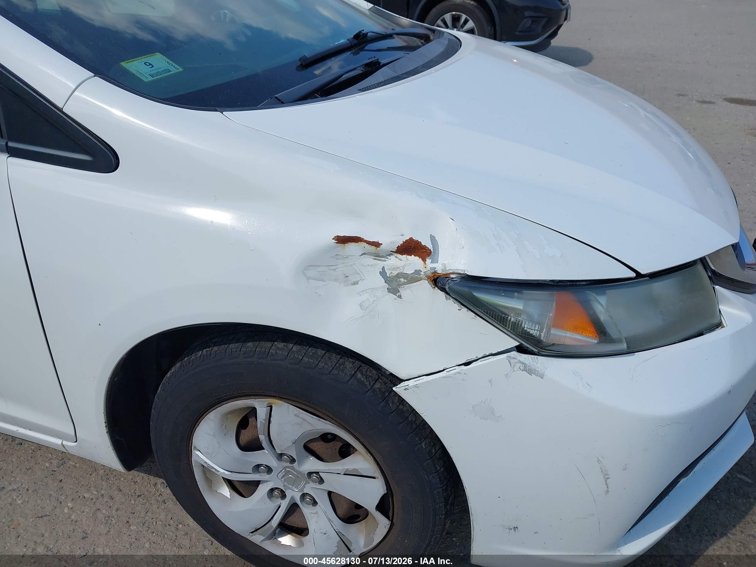 2013 Honda Civic Lx White vin: 2HGFB2F50DH560851