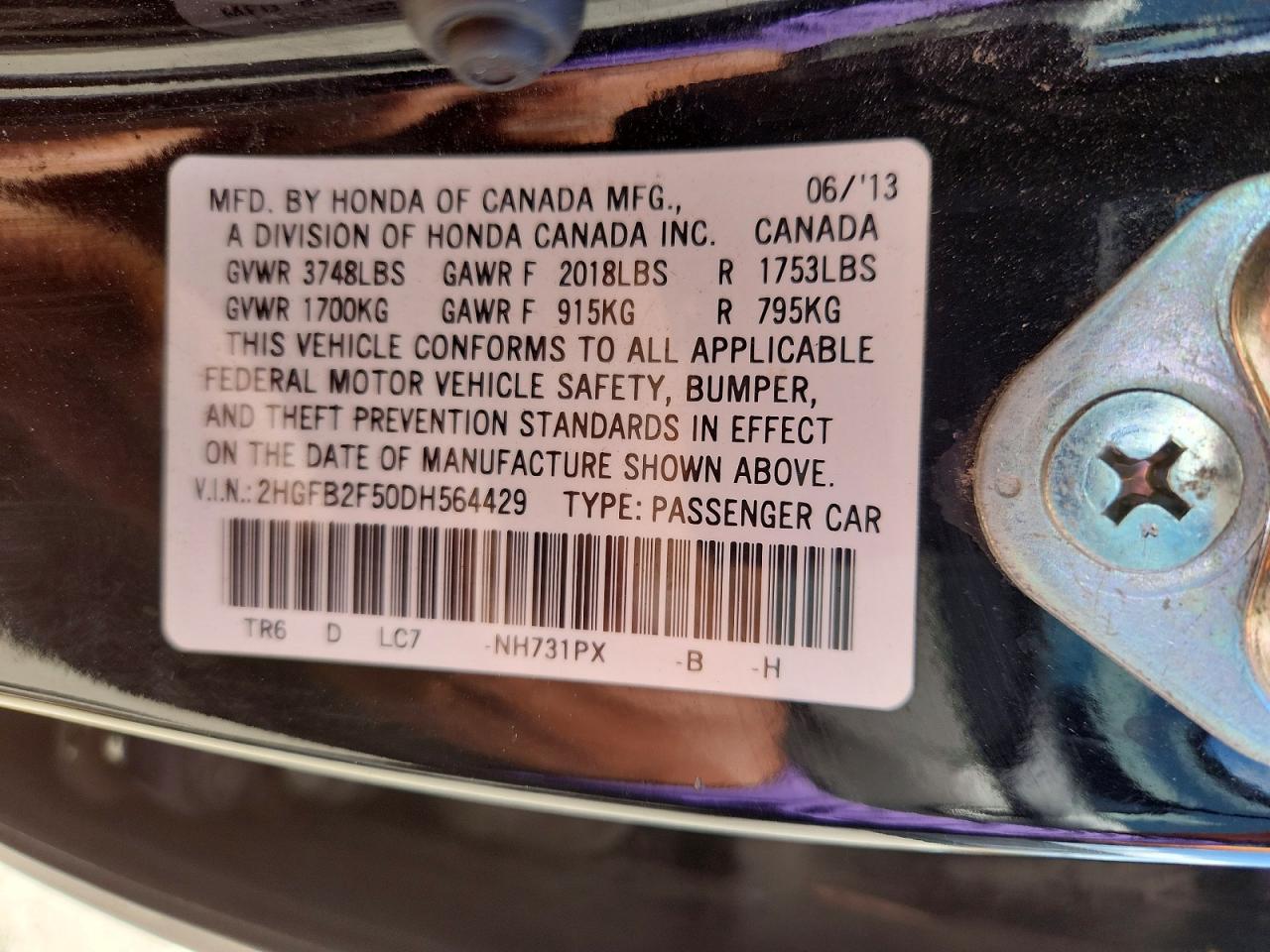 2013 Honda Civic Lx Black vin: 2HGFB2F50DH564429
