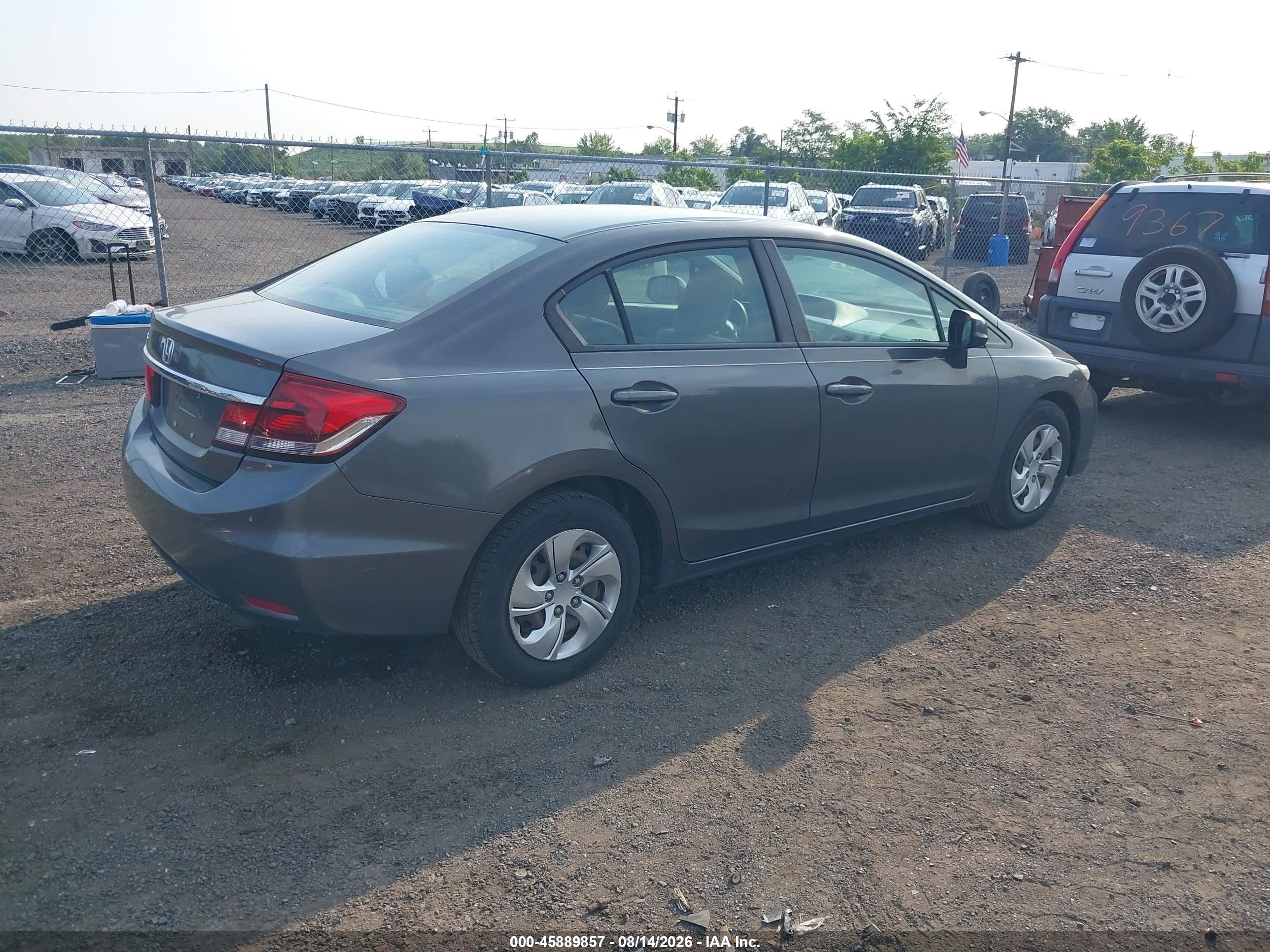 2013 Honda Civic Lx Gray vin: 2HGFB2F50DH576208
