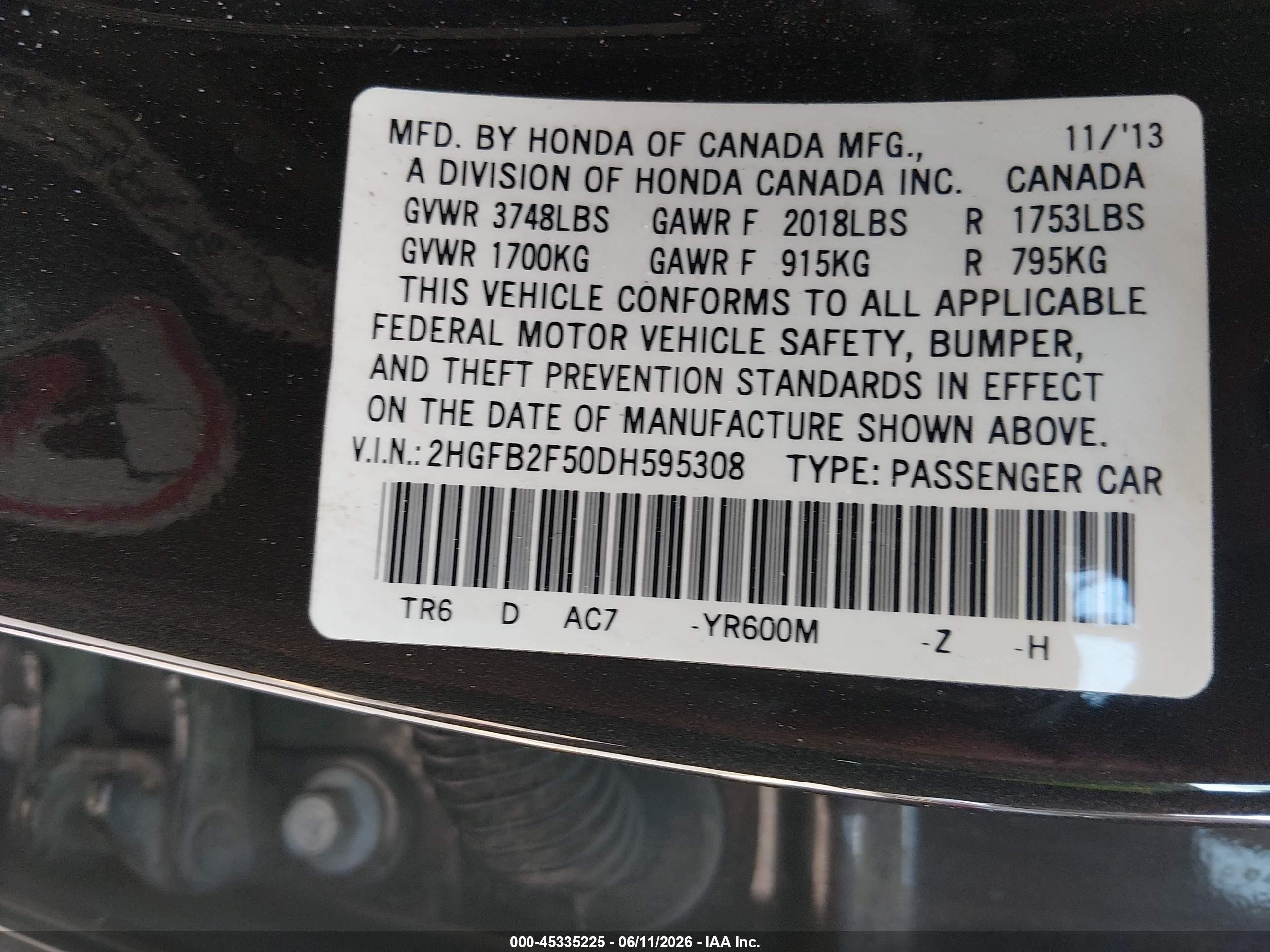 2013 Honda Civic Lx Brown vin: 2HGFB2F50DH595308