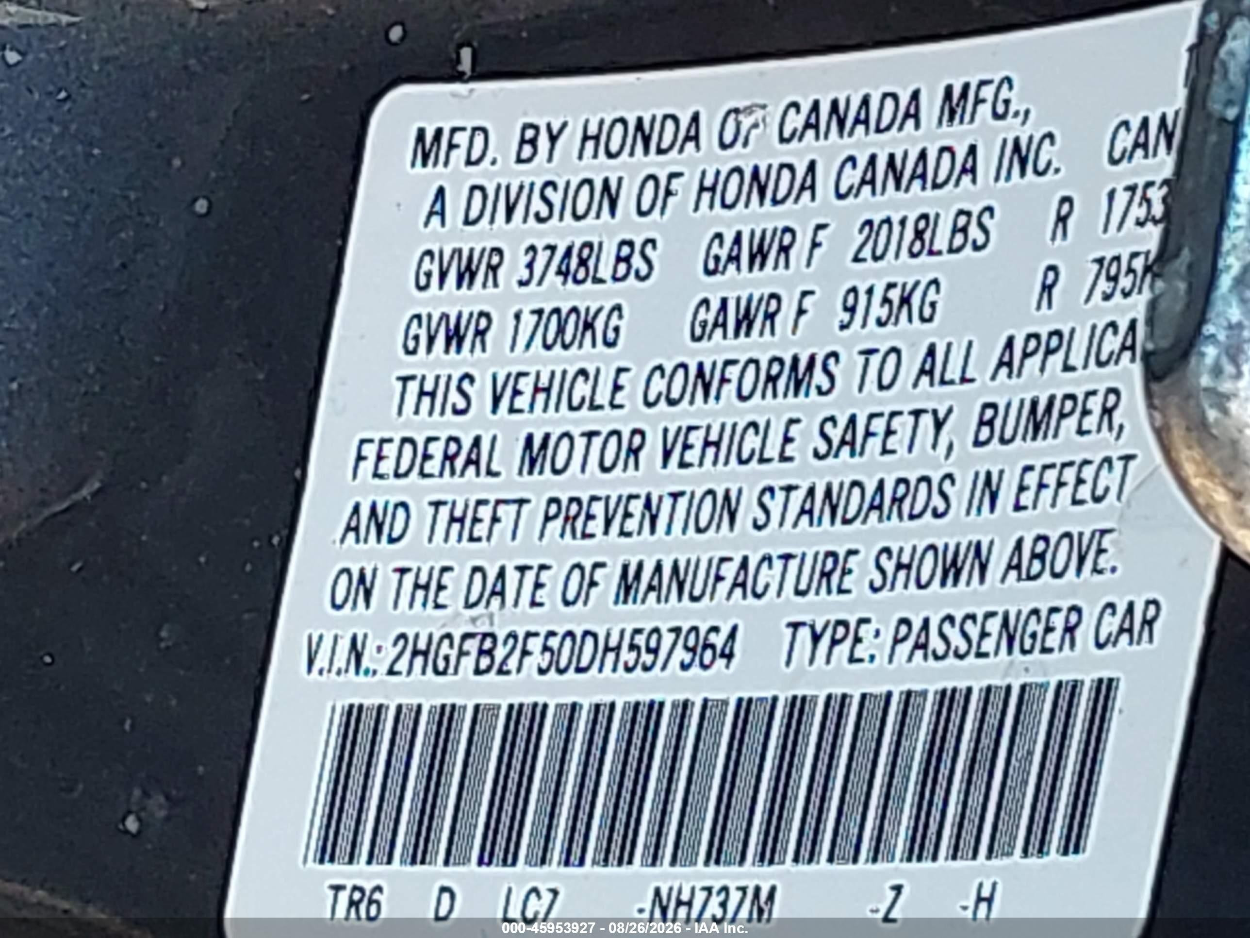 2013 Honda Civic Lx Gray vin: 2HGFB2F50DH597964