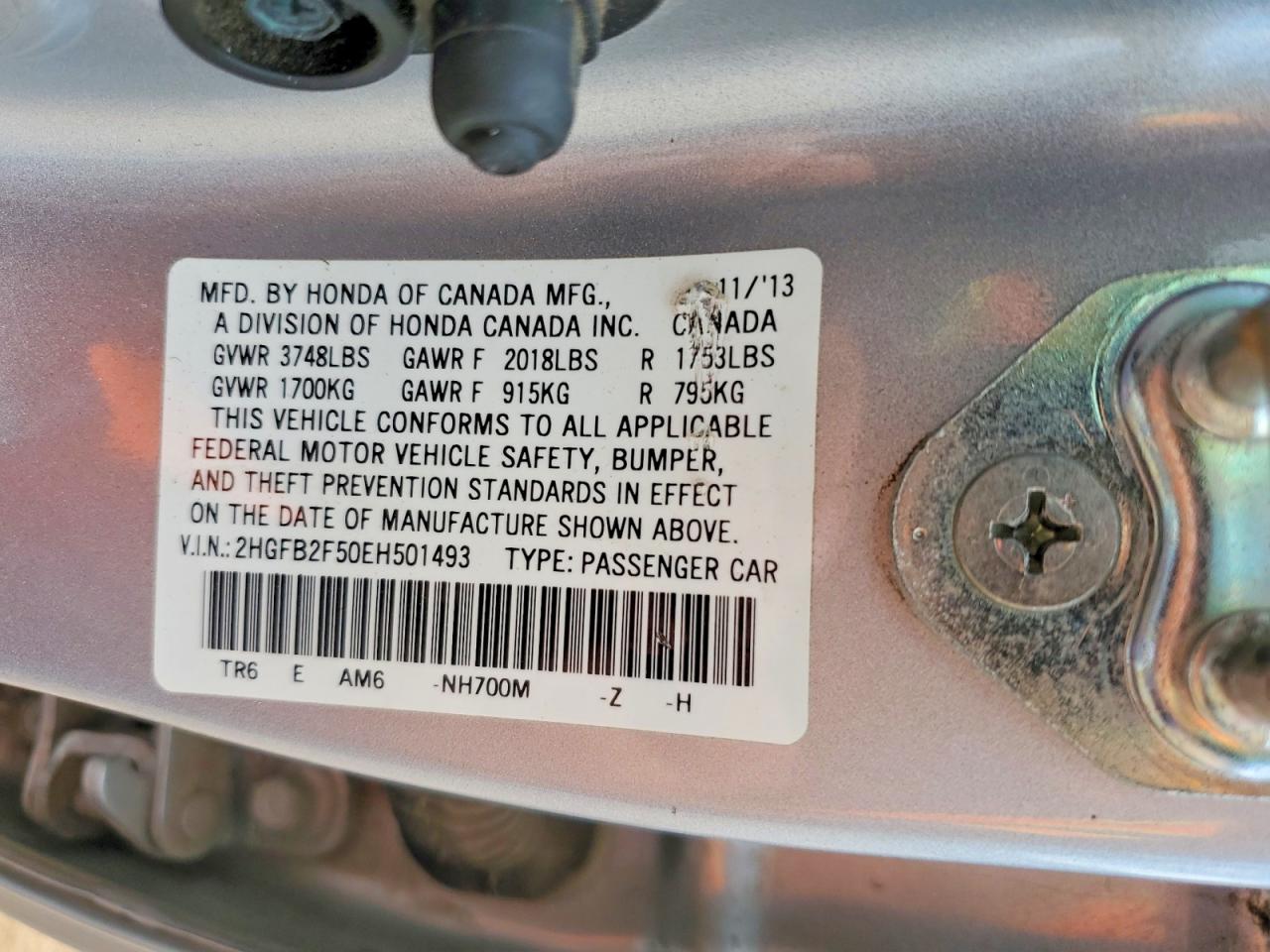 2014 Honda Civic Lx Silver vin: 2HGFB2F50EH501493
