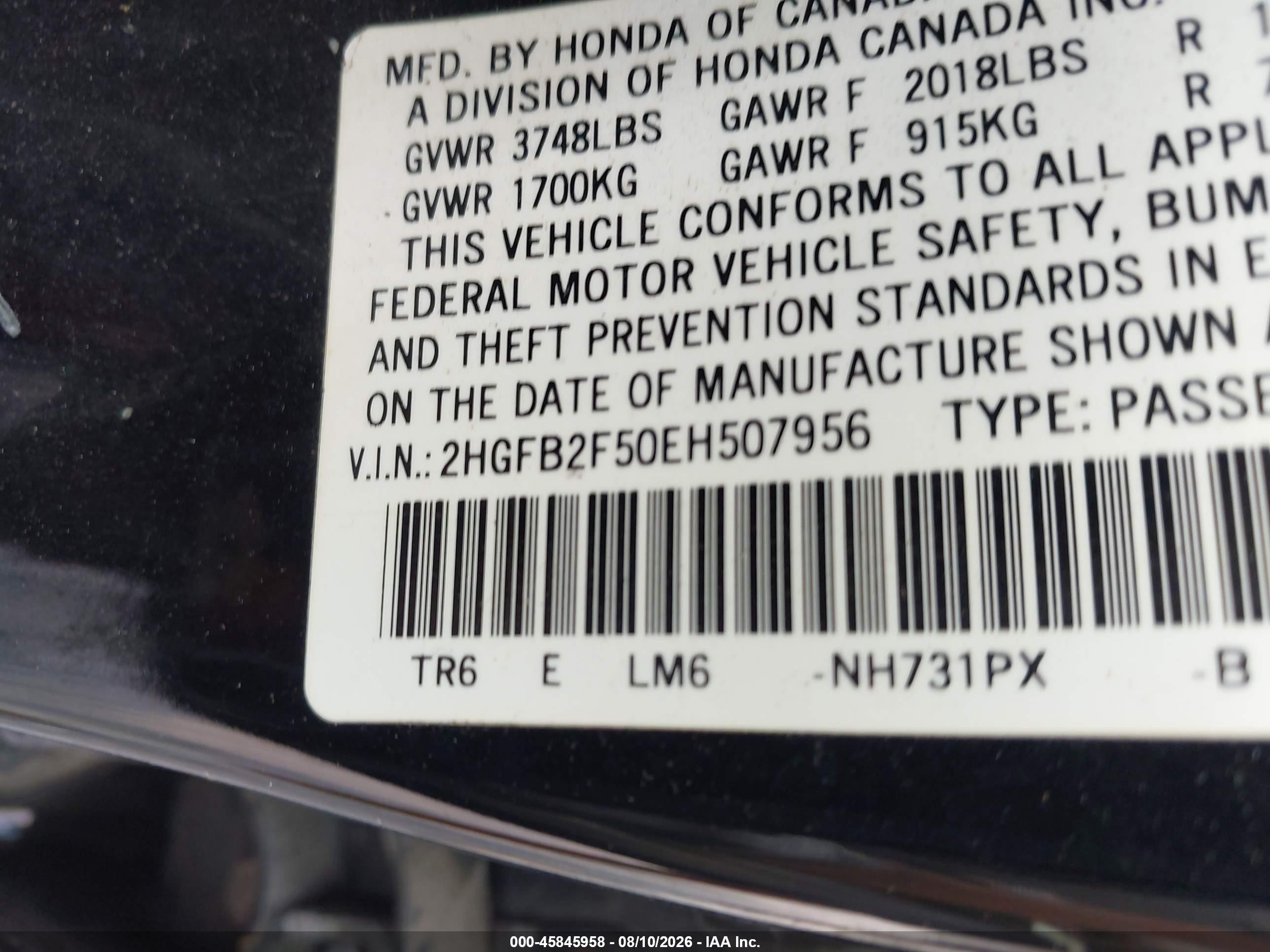 2014 Honda Civic Lx Black vin: 2HGFB2F50EH507956