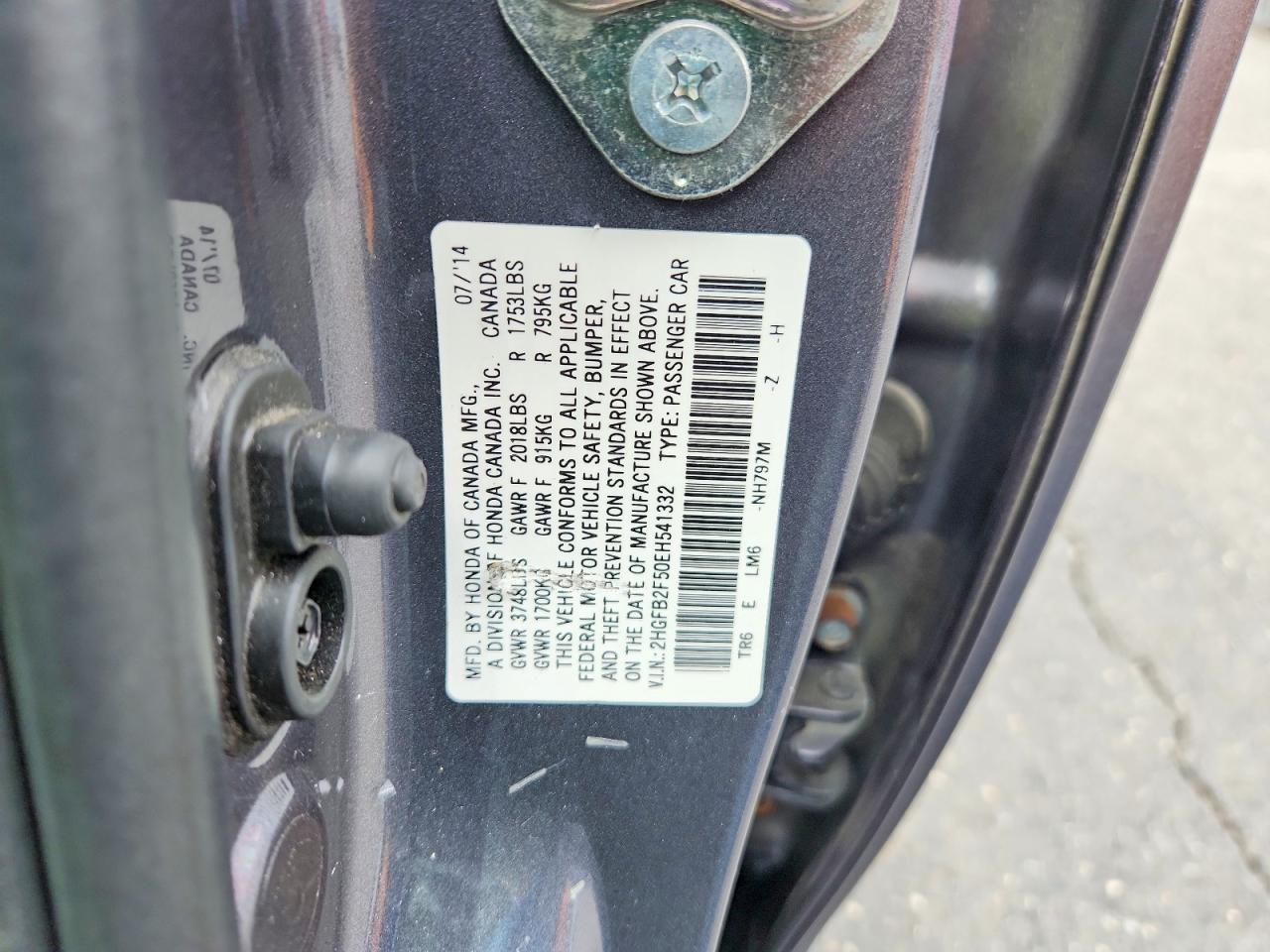 2014 Honda Civic Lx Серый vin: 2HGFB2F50EH541332