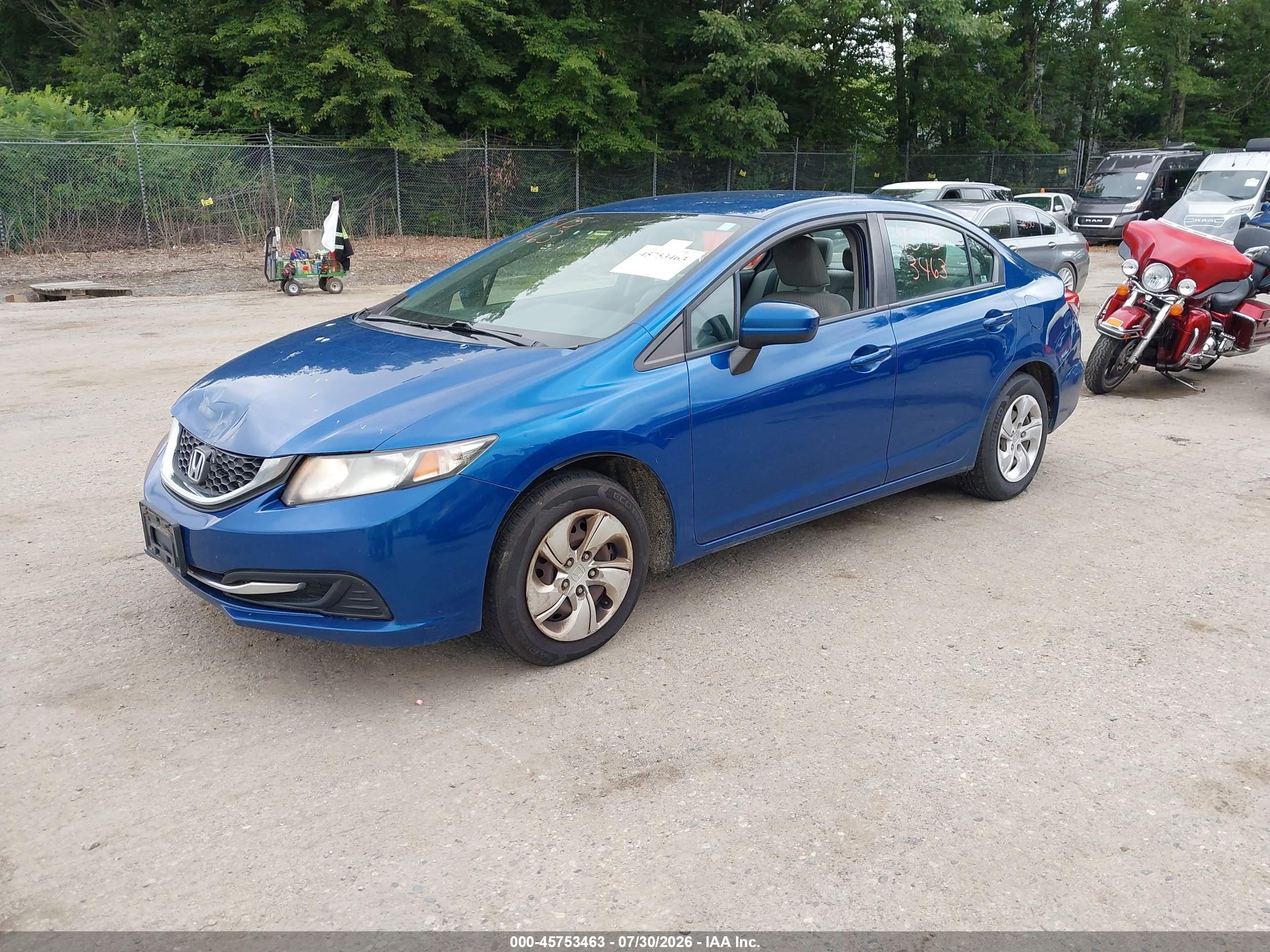 2014 Honda Civic Lx Blue vin: 2HGFB2F50EH549382