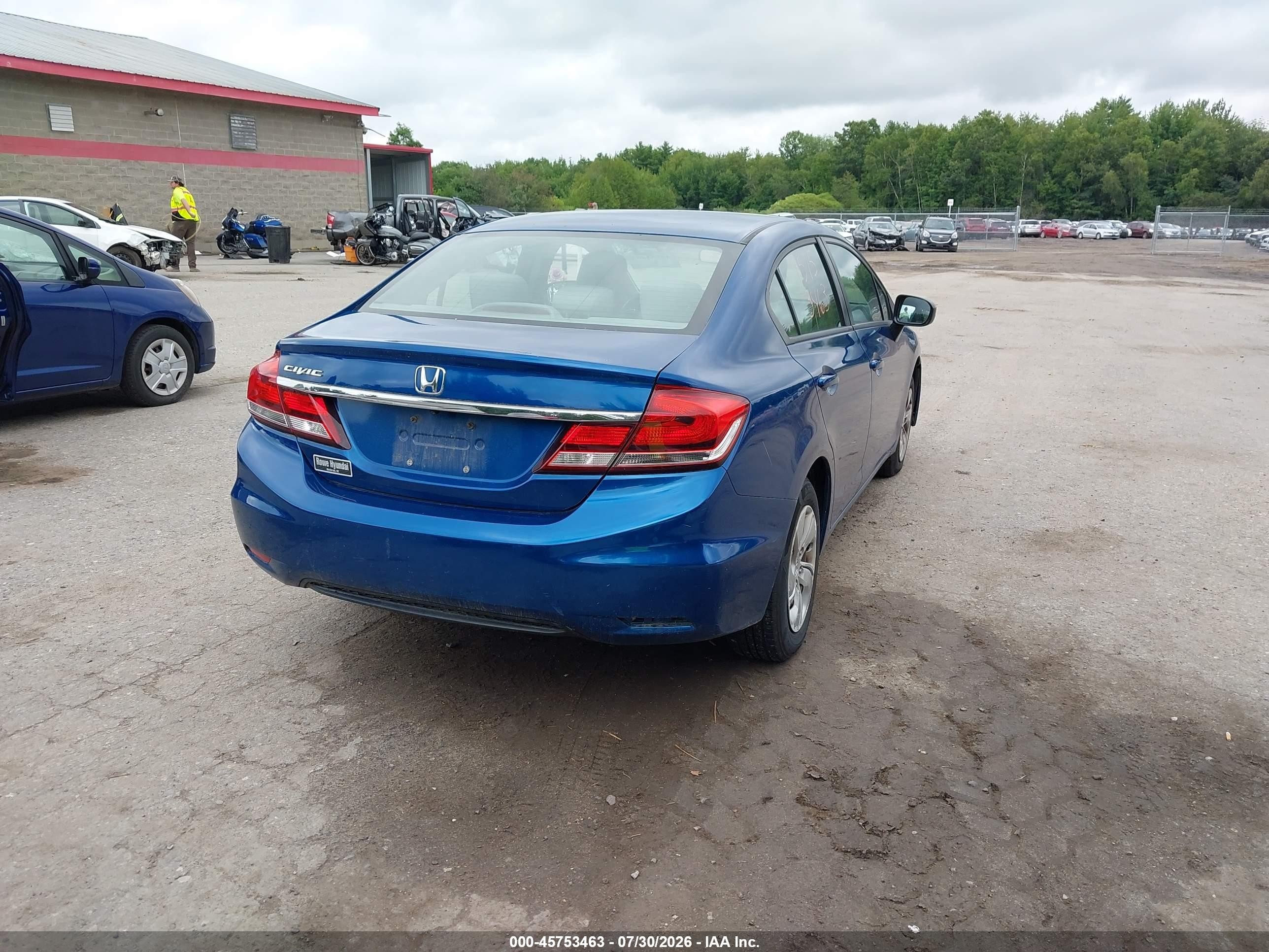 2014 Honda Civic Lx Blue vin: 2HGFB2F50EH549382