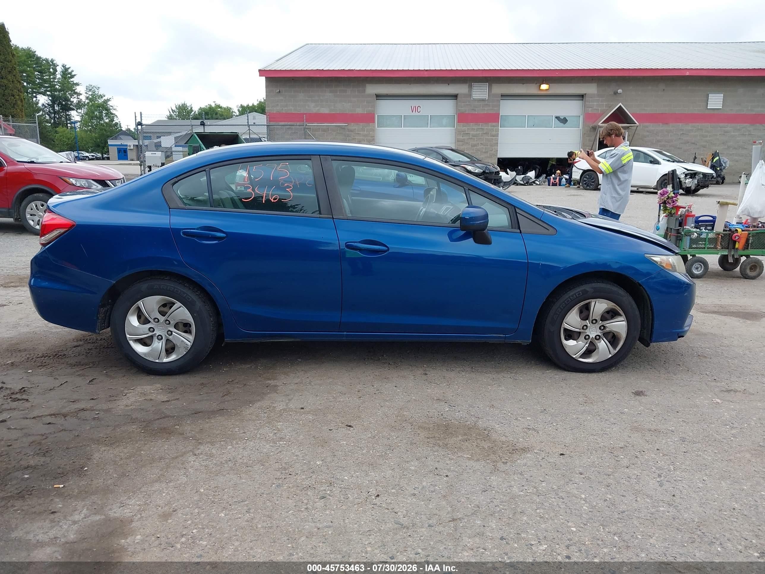 2014 Honda Civic Lx Blue vin: 2HGFB2F50EH549382