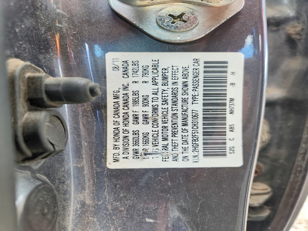 2012 Honda Civic Lx Gray vin: 2HGFB2F51CH310677