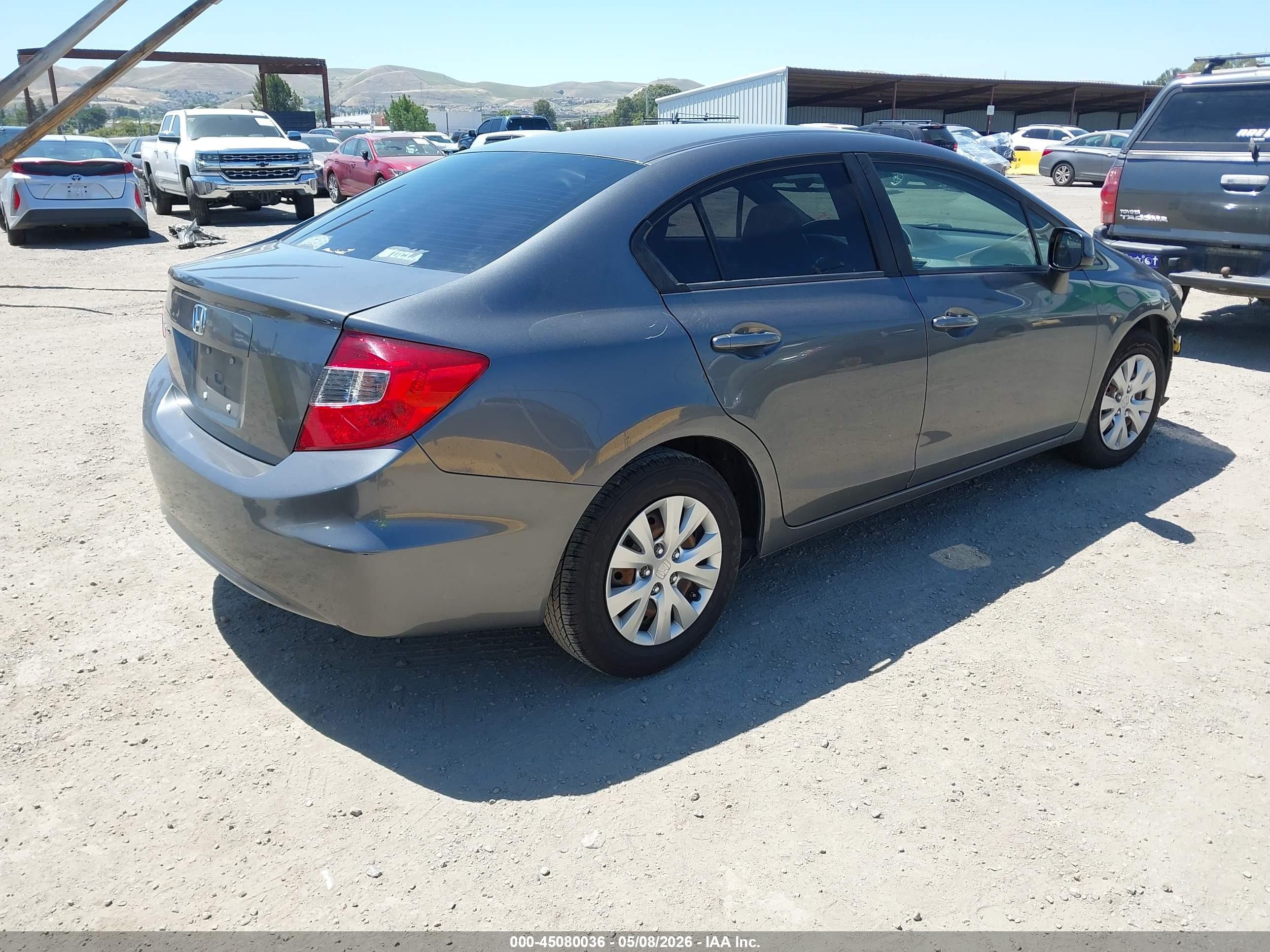 2012 Honda Civic Lx Gray vin: 2HGFB2F51CH314891