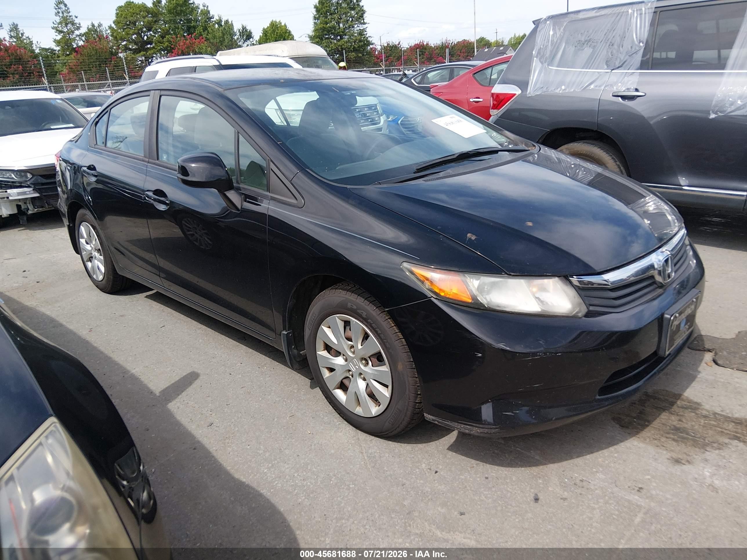 2012 Honda Civic Lx Black vin: 2HGFB2F51CH317564