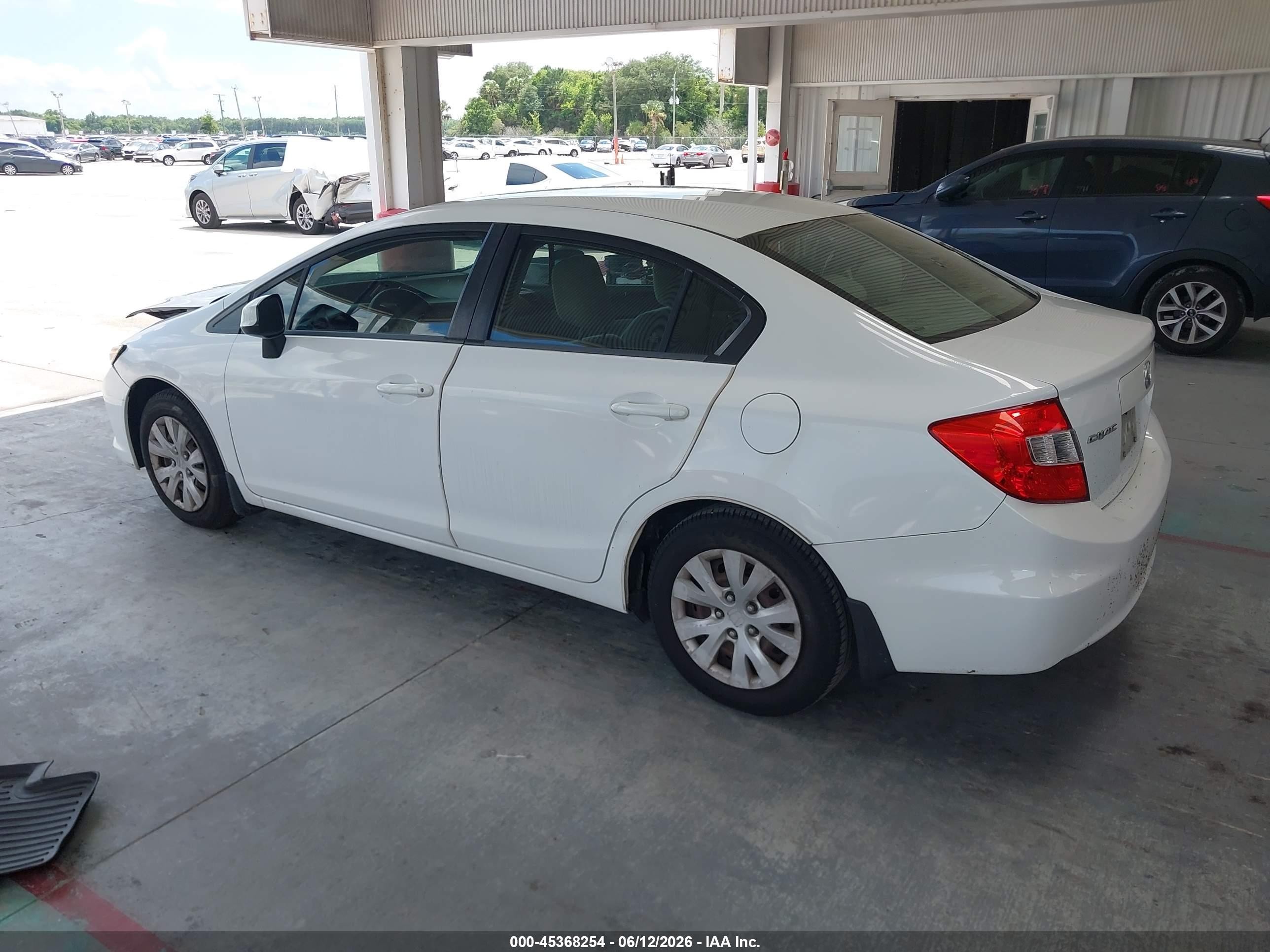 2012 Honda Civic Lx White vin: 2HGFB2F51CH326863