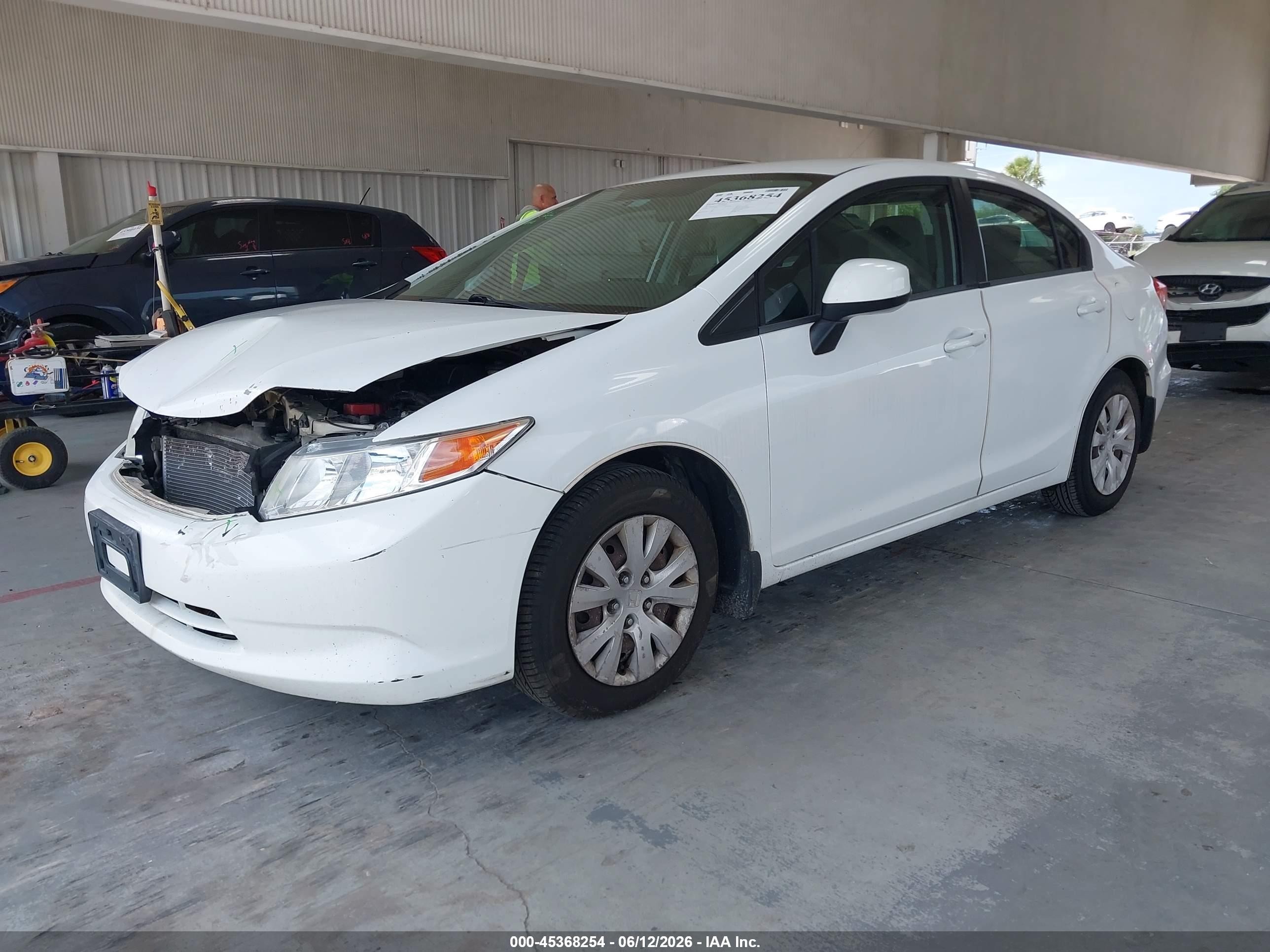 2012 Honda Civic Lx White vin: 2HGFB2F51CH326863