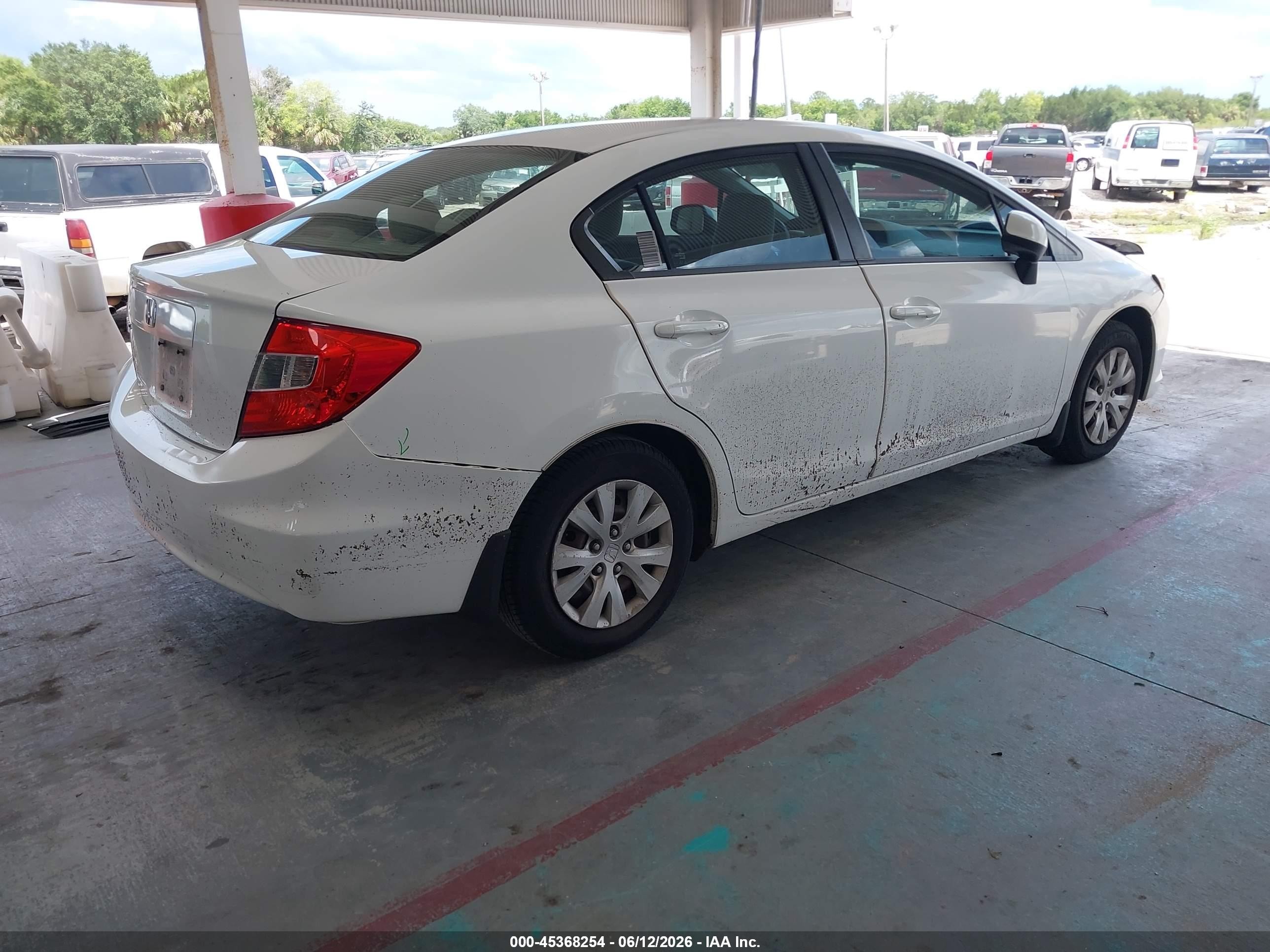 2012 Honda Civic Lx White vin: 2HGFB2F51CH326863