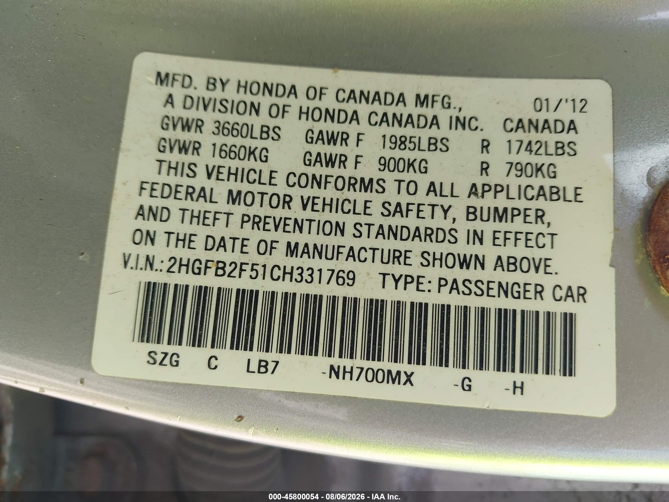 2012 Honda Civic Lx Silver vin: 2HGFB2F51CH331769