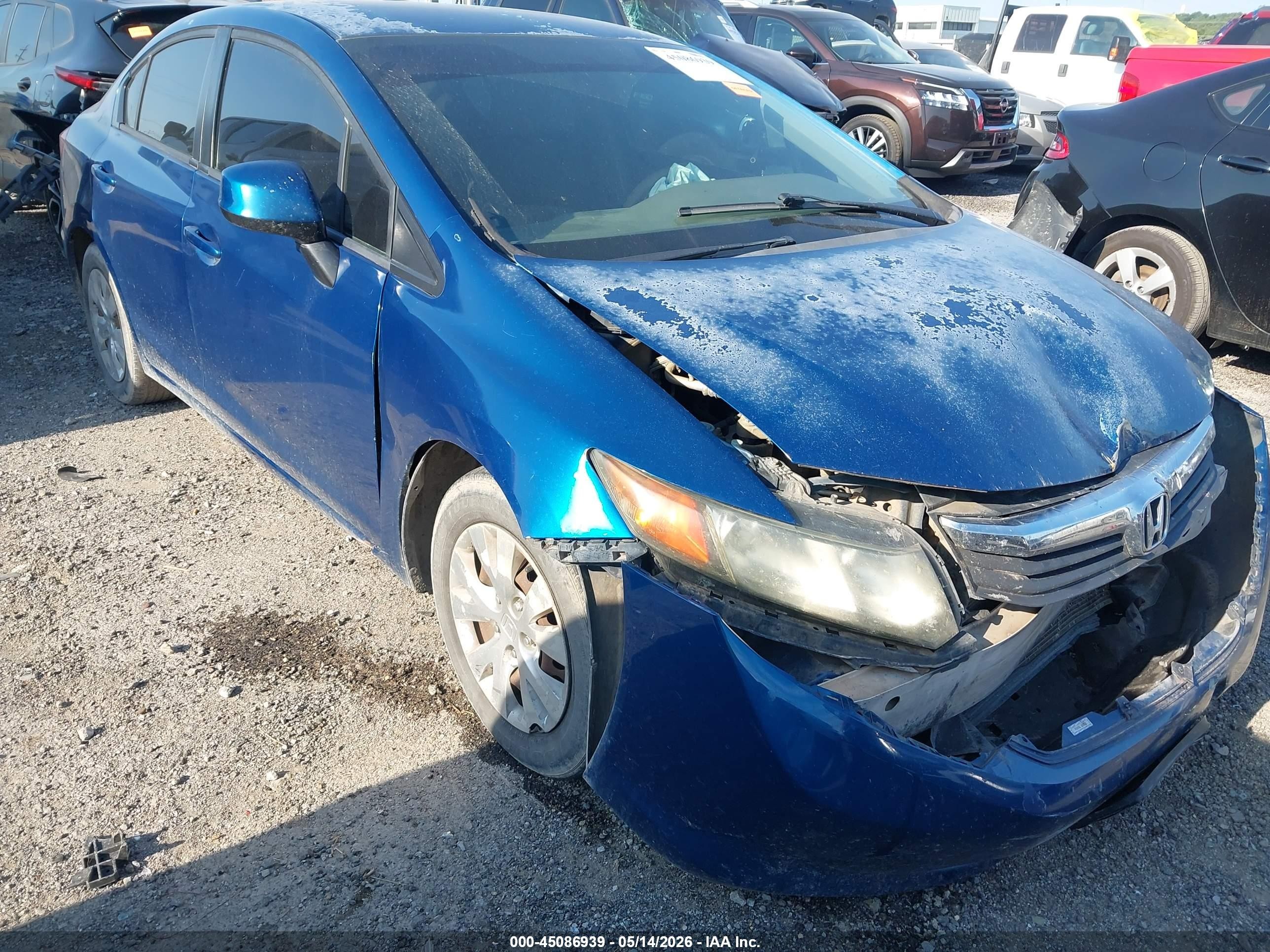 2012 Honda Civic Lx Blue vin: 2HGFB2F51CH501578