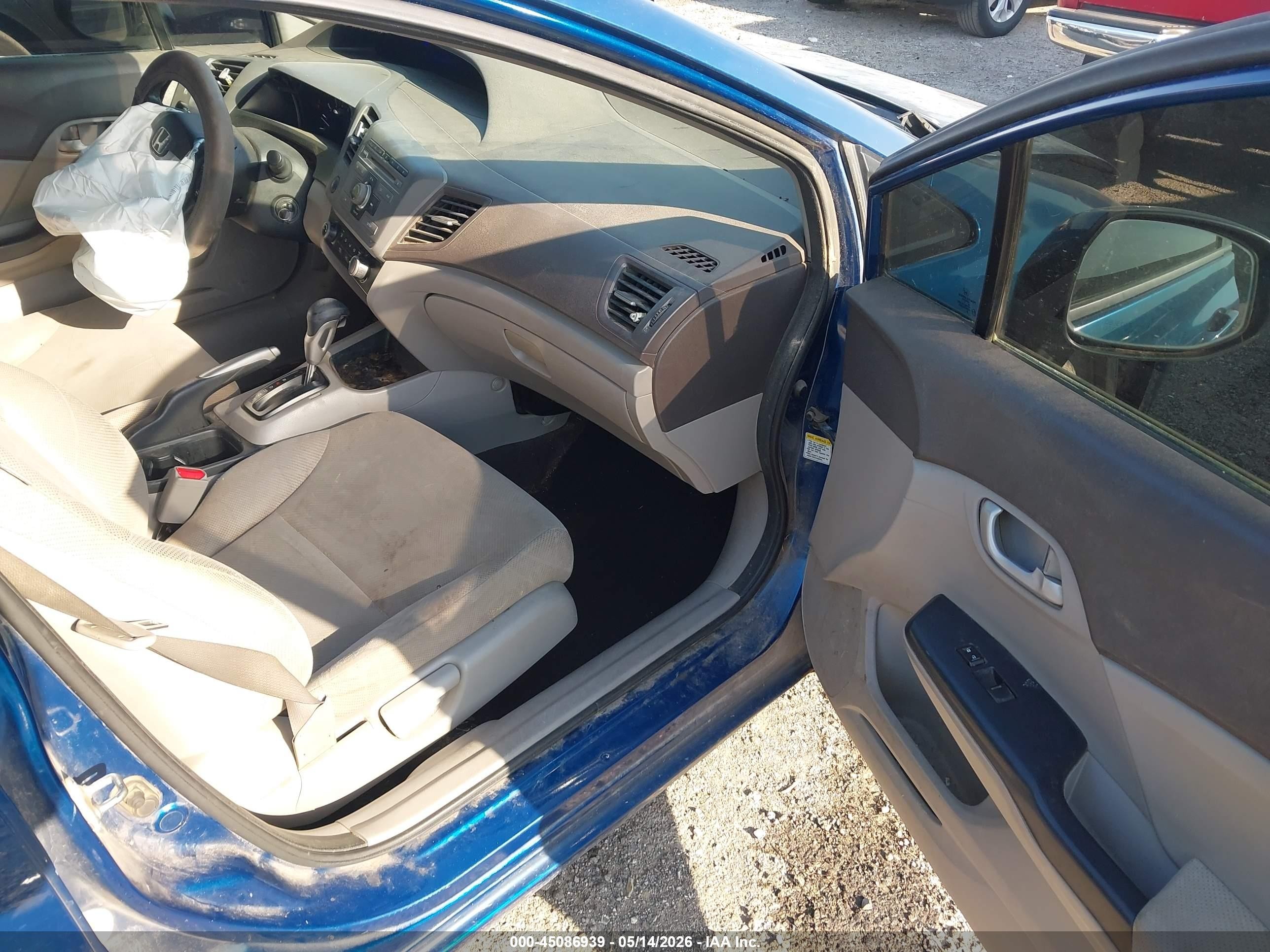 2012 Honda Civic Lx Blue vin: 2HGFB2F51CH501578
